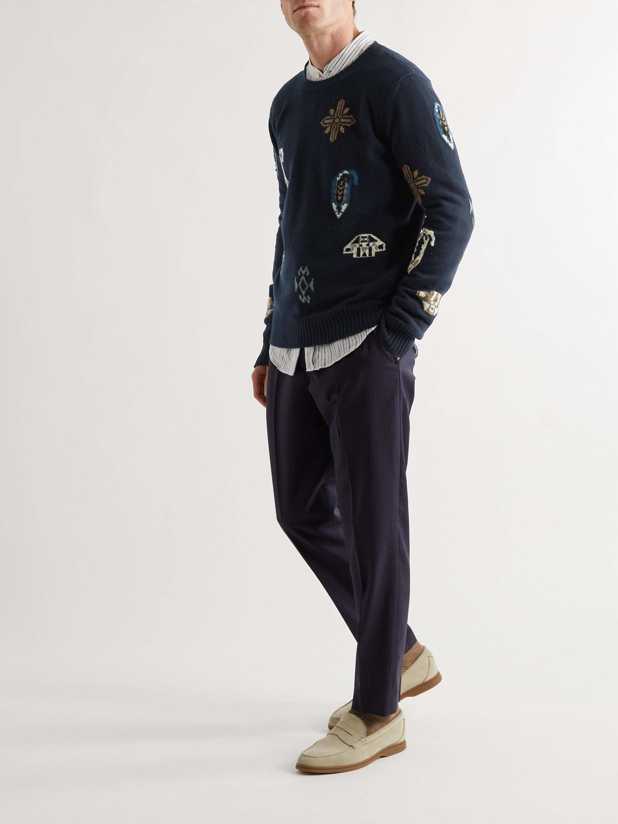ETRO Intarsia Wool and Cotton-Blend Sweater