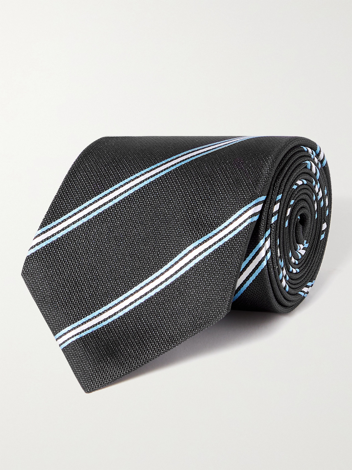 Hugo Boss 8cm Striped Silk-jacquard Tie In Blue