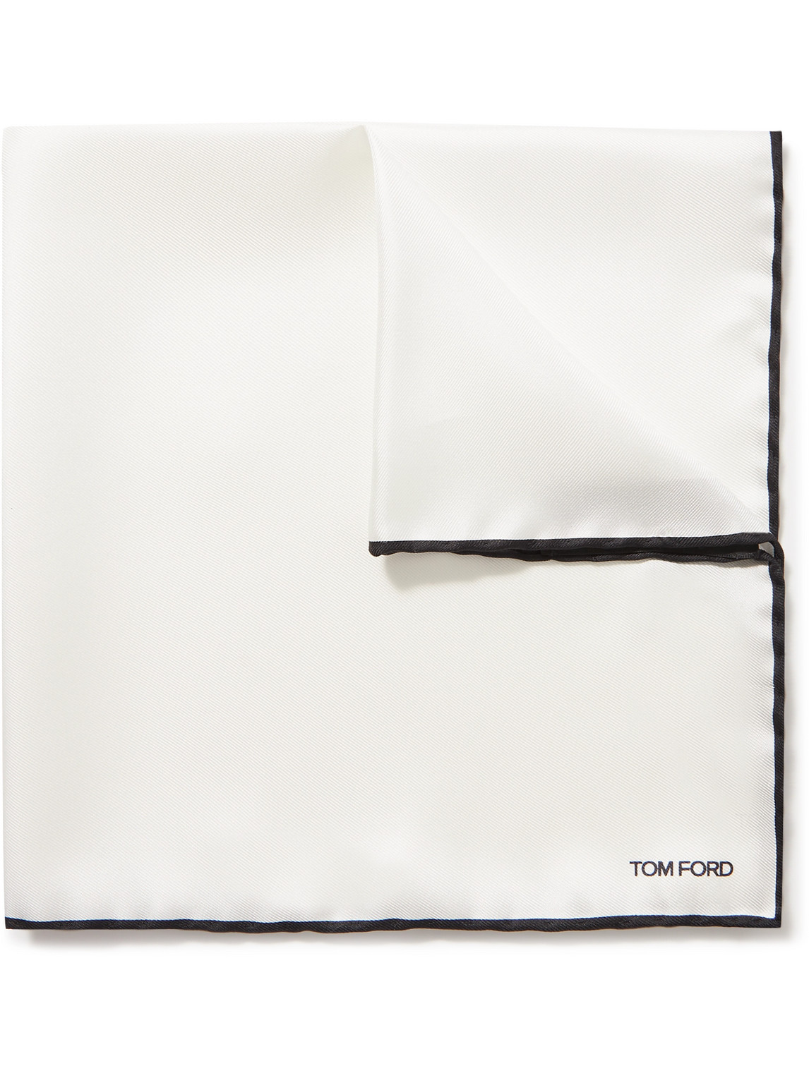 Tom Ford Contrast-tipped Silk-twill Pocket Square In White