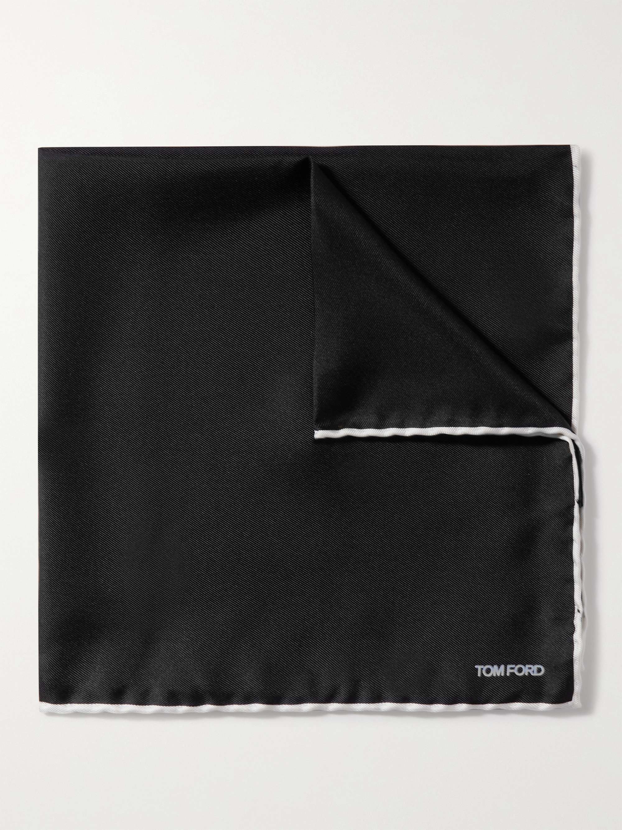 TOM FORD Contrast-Tipped Silk-Twill Pocket Square