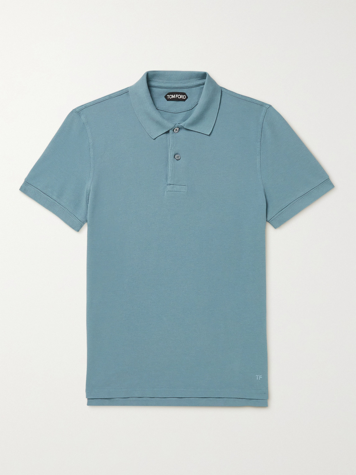 Tom Ford Garment-dyed Cotton-piqué Polo Shirt In Blue