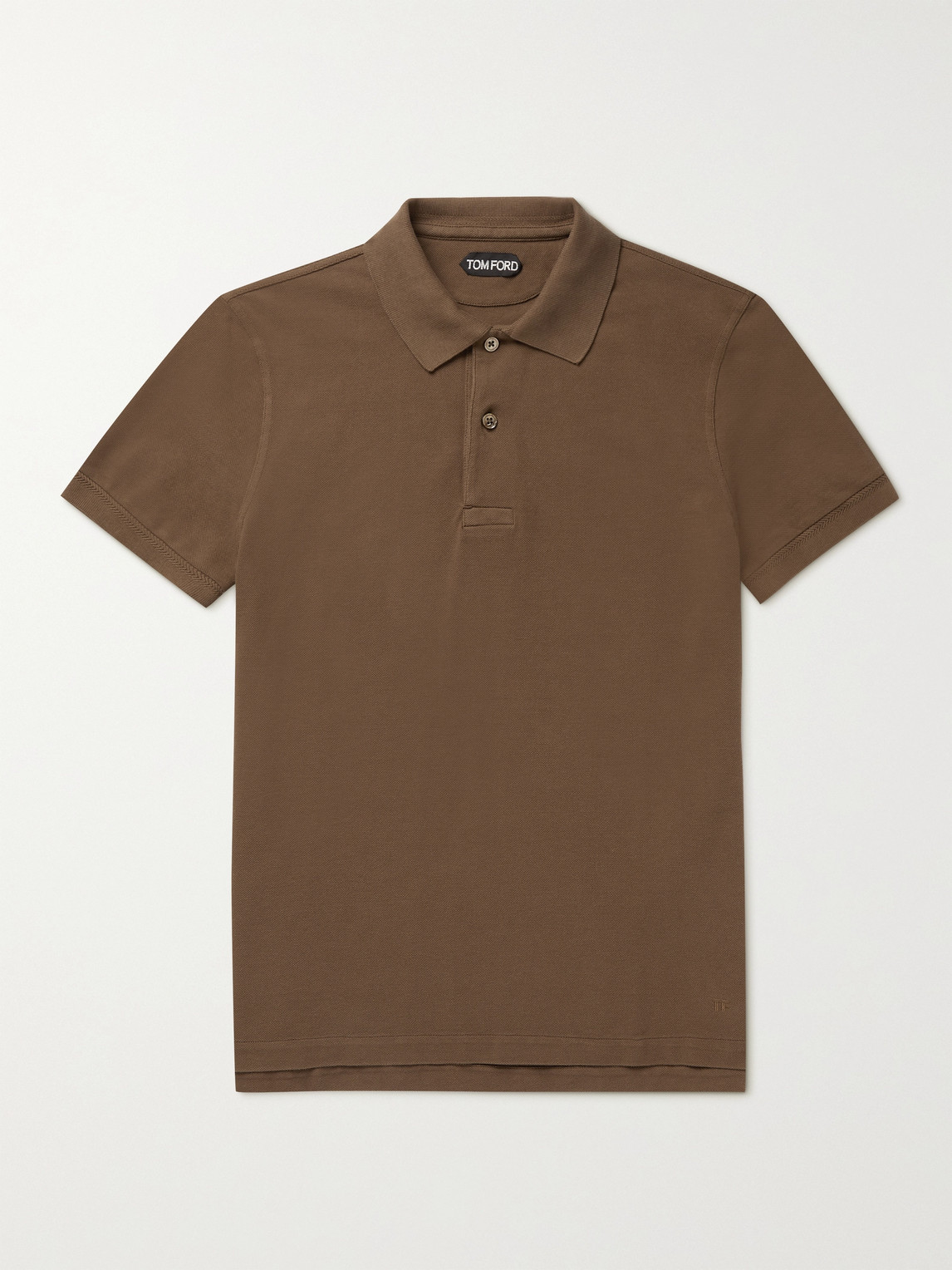 Tom Ford Garment-dyed Cotton-piqué Polo Shirt In Brown