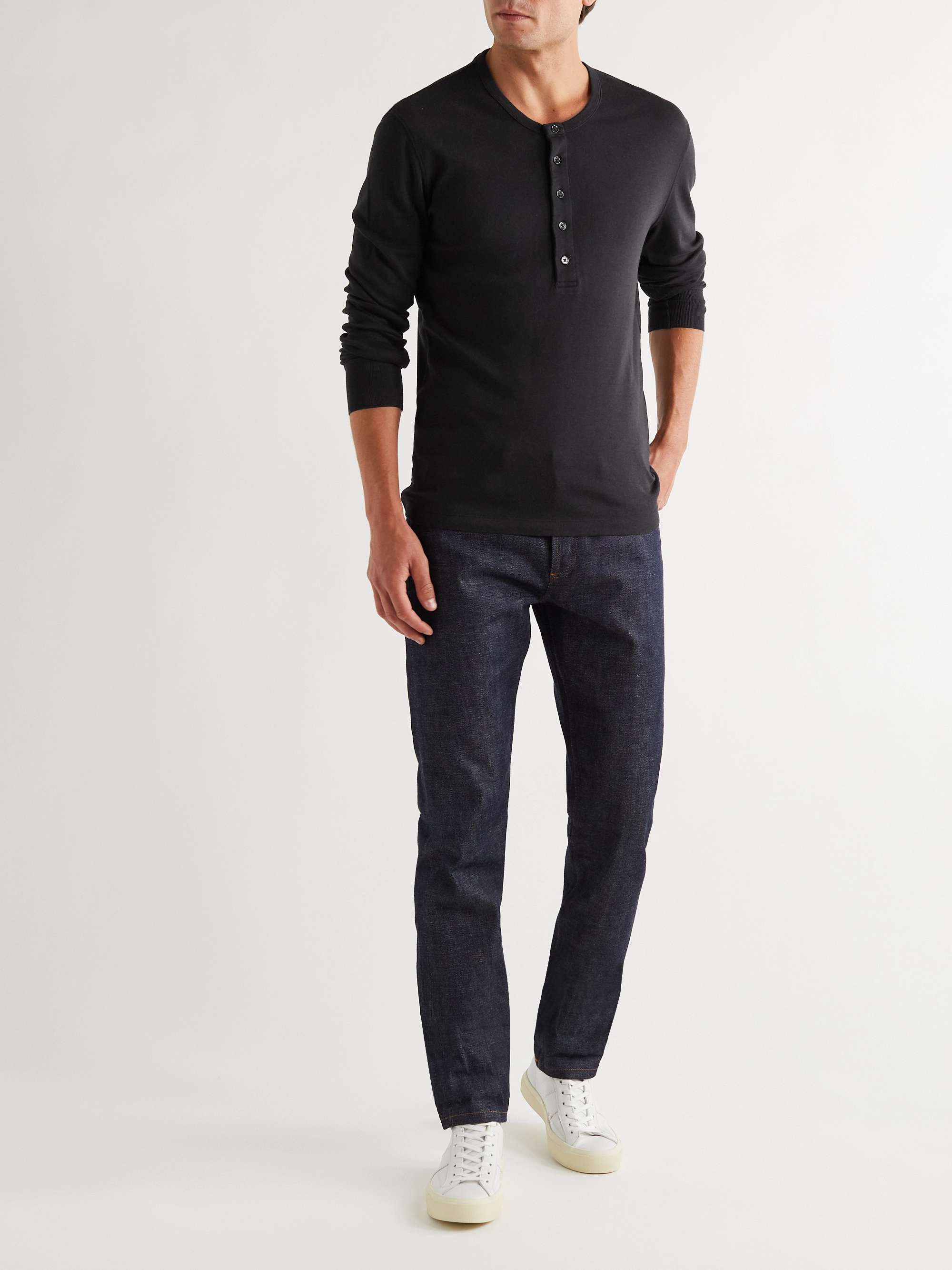TOM FORD Slim-Fit Cotton and Modal-Blend Jersey Henley T-Shirt