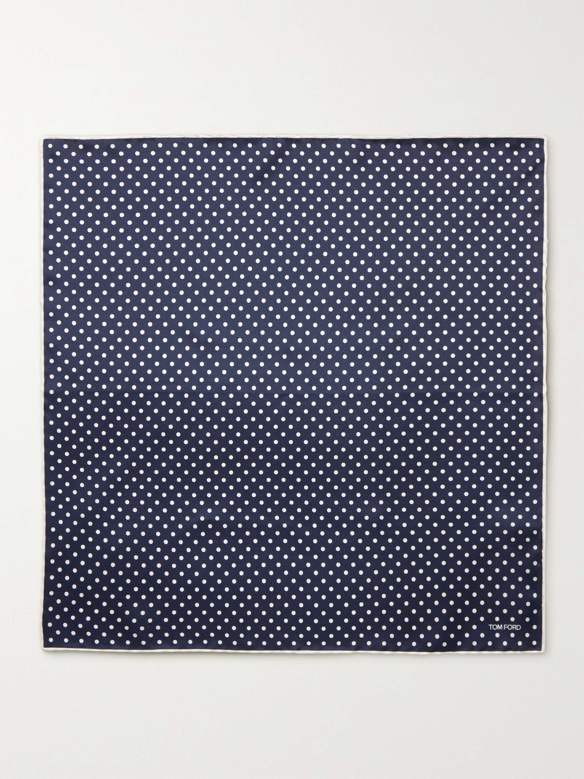 TOM FORD Contrast-Tipped Polka-Dot Silk-Twill Pocket Square