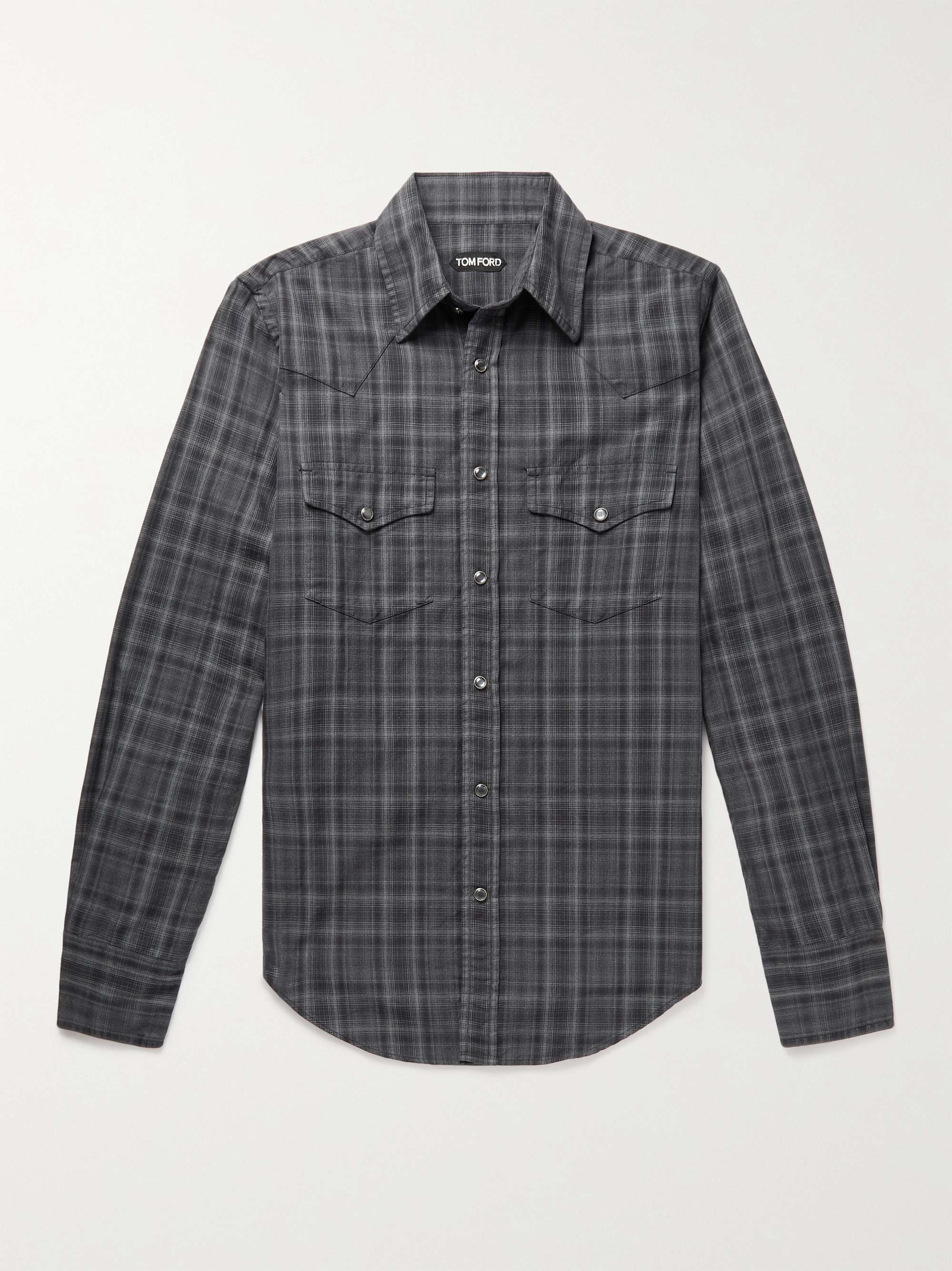TOM FORD Checked Cotton-Flannel Western Shirt