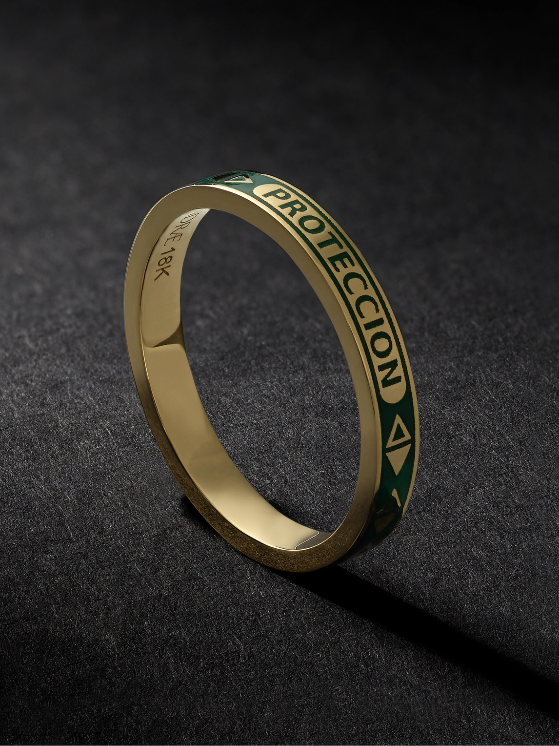 Foundrae 18-karat Gold And Enamel Ring In Green
