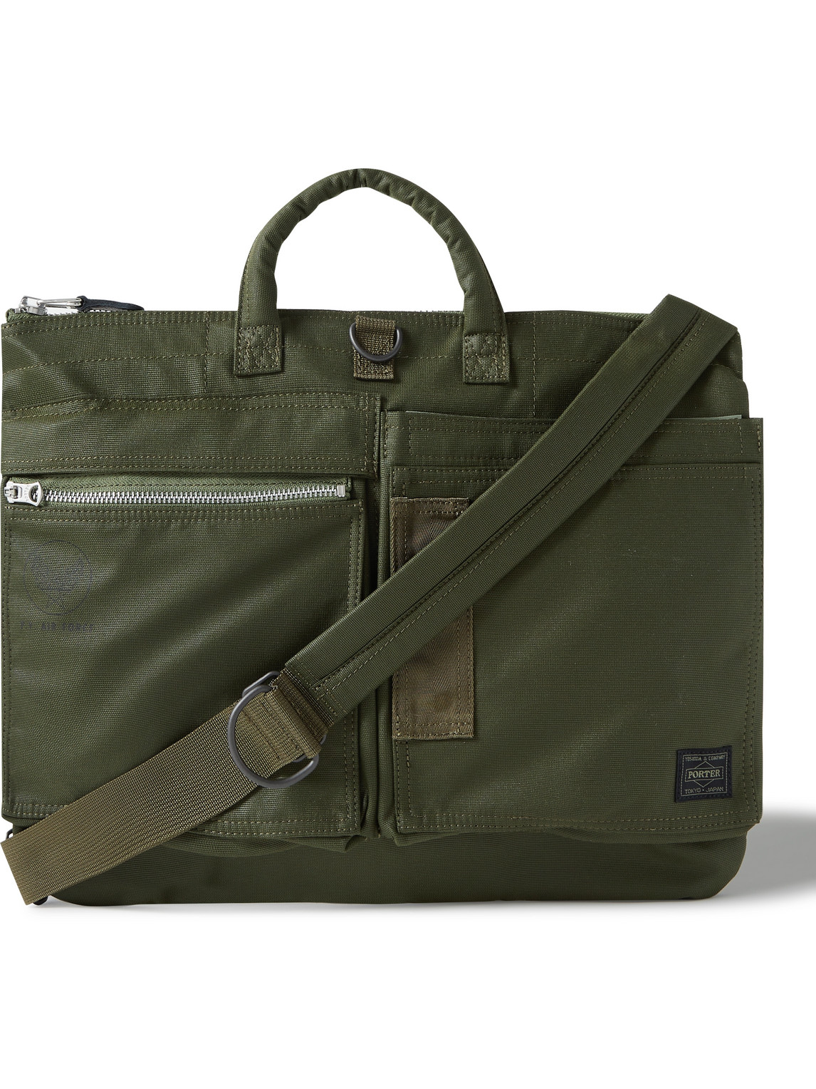 Porter, Yoshida & Co Flying Ace 2way Webbing-trimmed Nylon Briefcase In Green