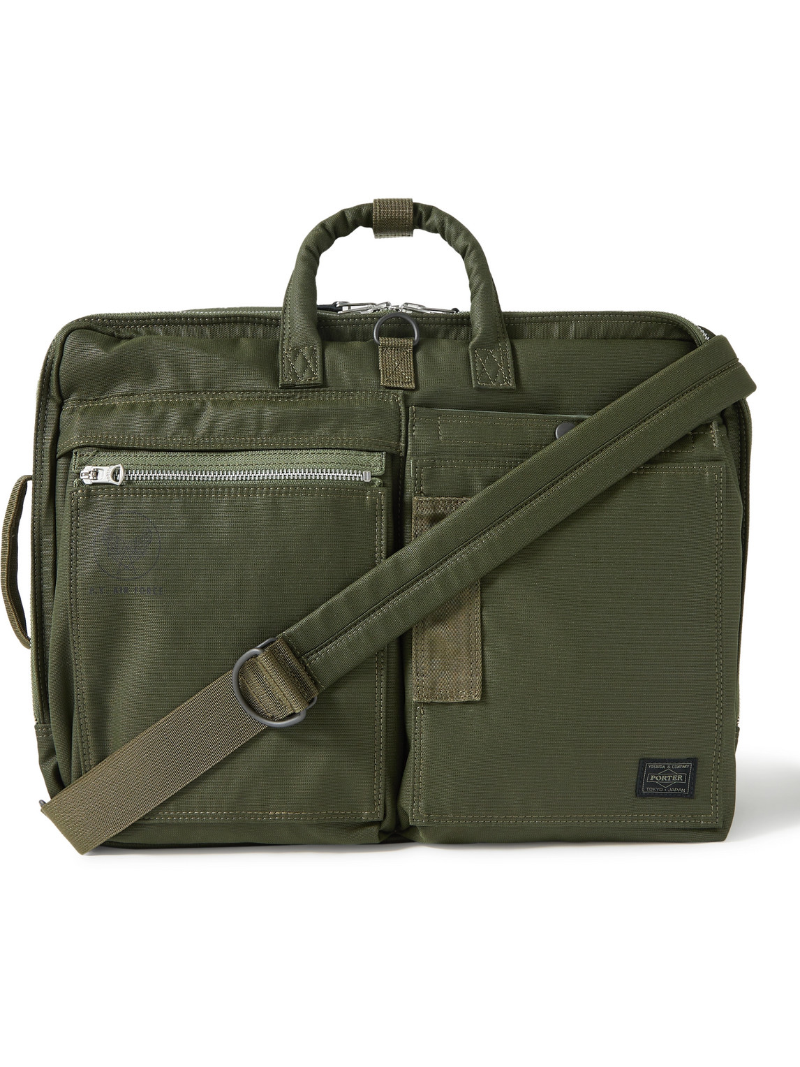 Porter, Yoshida & Co Flying Ace 3way Webbing-trimmed Nylon Briefcase In Green