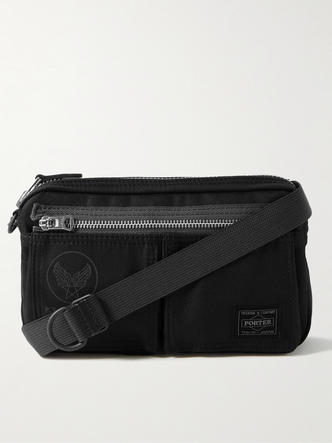 Porter, Yoshida & Co Flying Ace 2way Webbing-trimmed Nylon Messenger Bag In Black