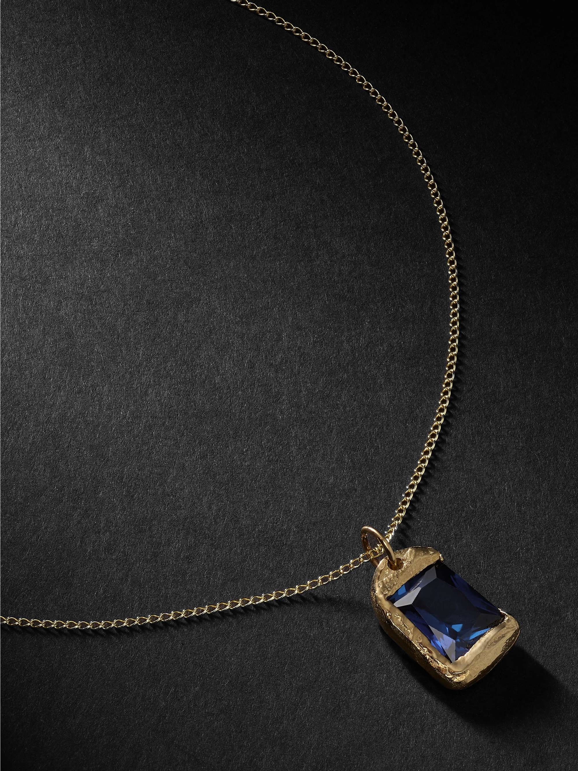 BLEUE BURNHAM 9-Karat Recycled Gold Sapphire Pendant Necklace