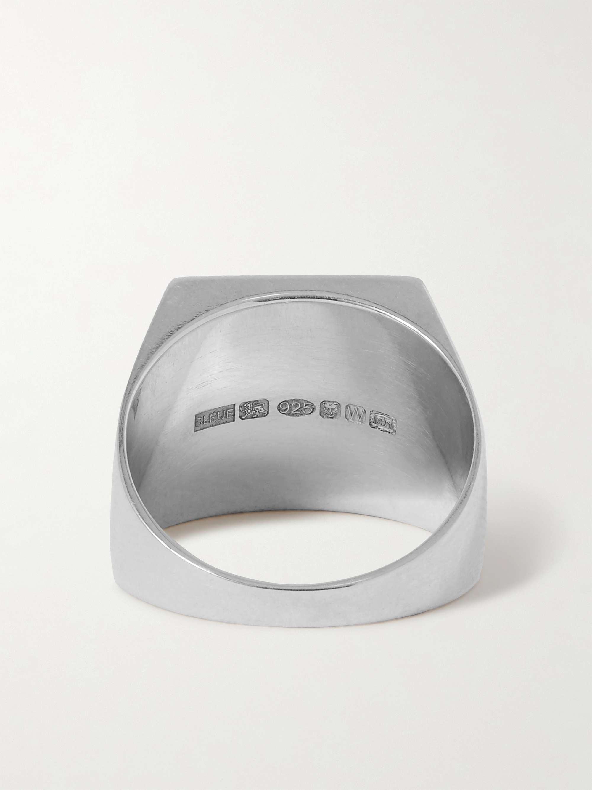 BLEUE BURNHAM Drink Tea Engraved Recycled Sterling Silver Signet Ring