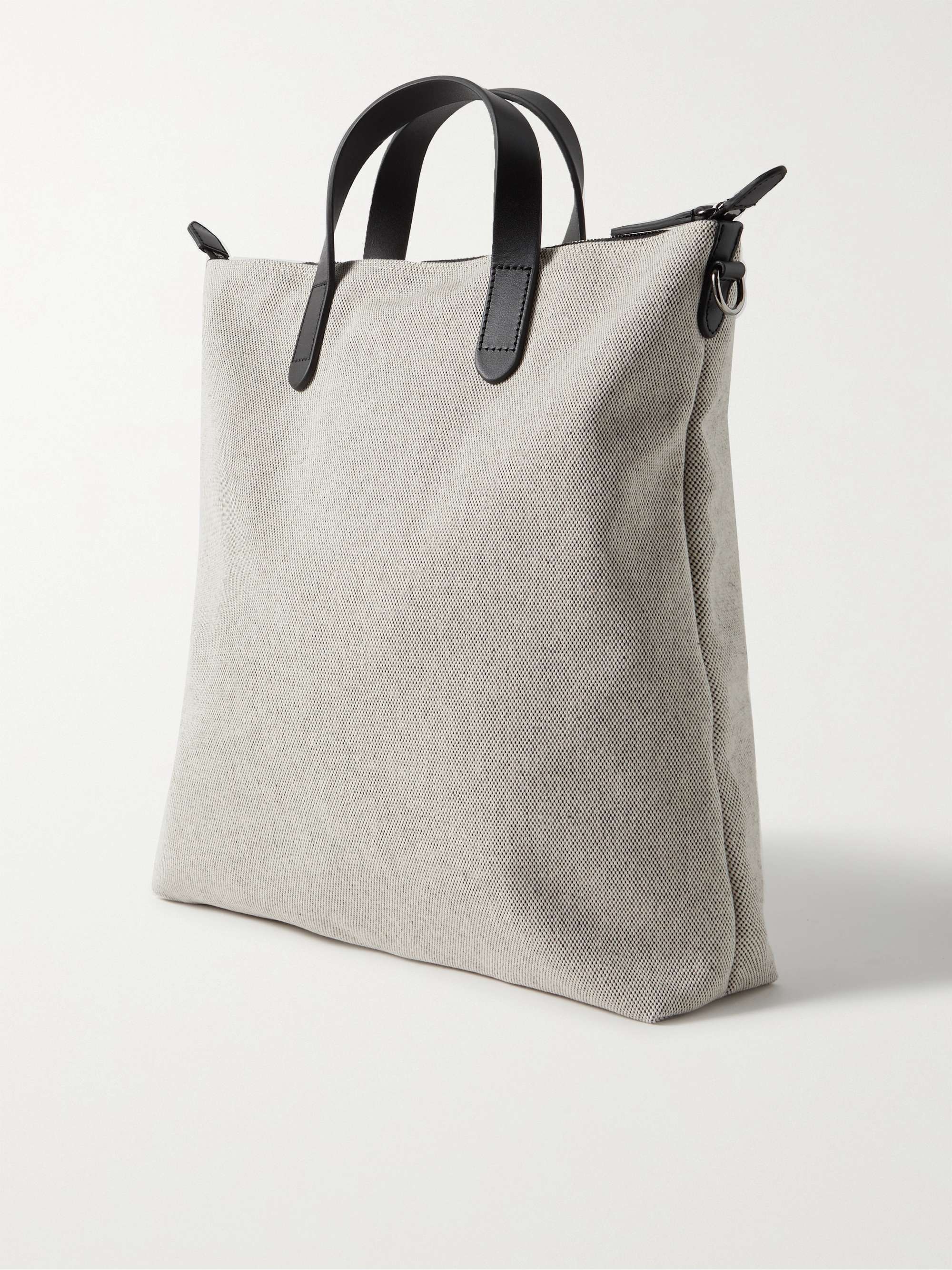 MISMO Leather-Trimmed Cotton-Canvas Tote Bag