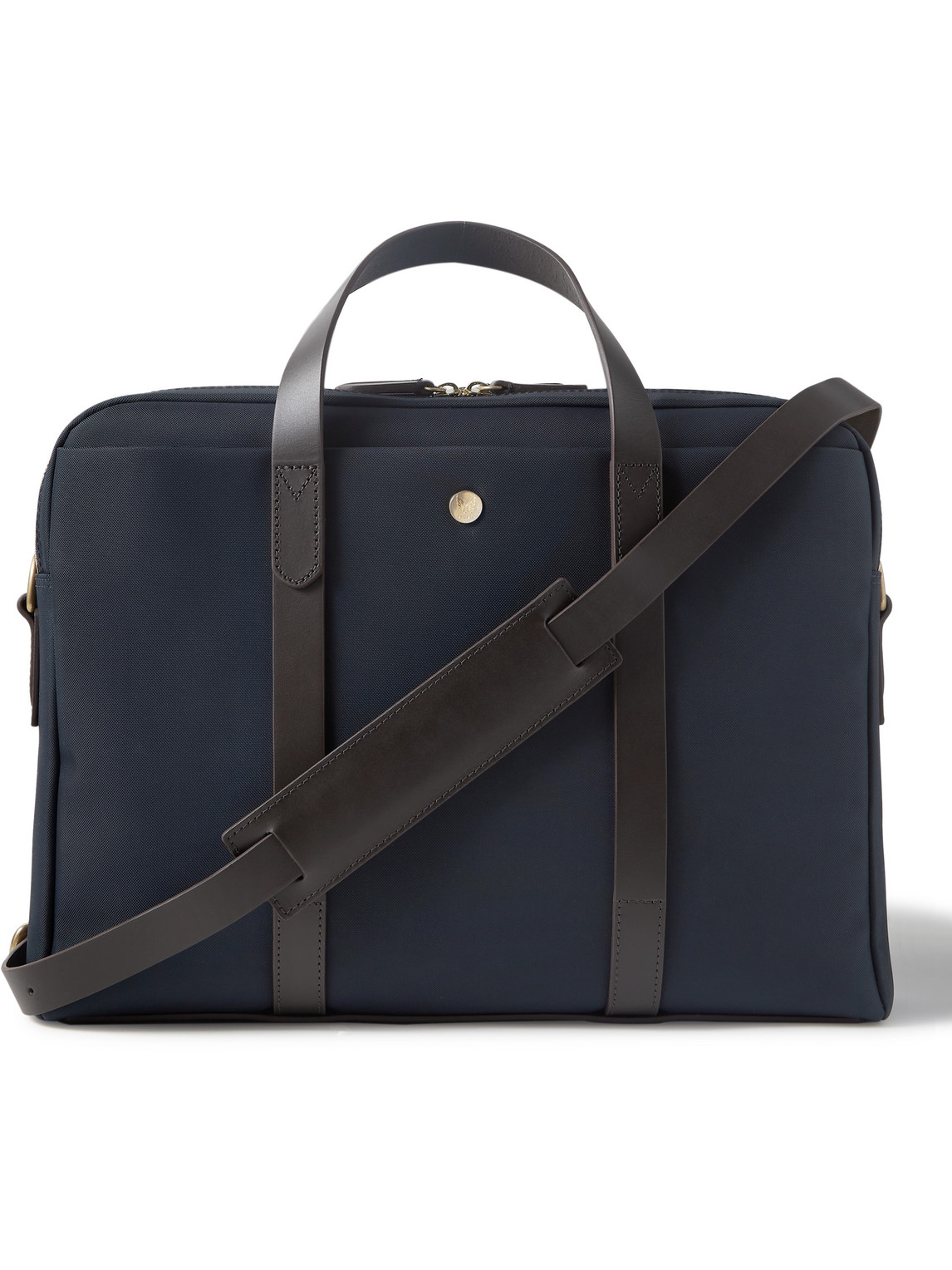 Mismo Endeavour Leather-trimmed Nylon Briefcase In Blue
