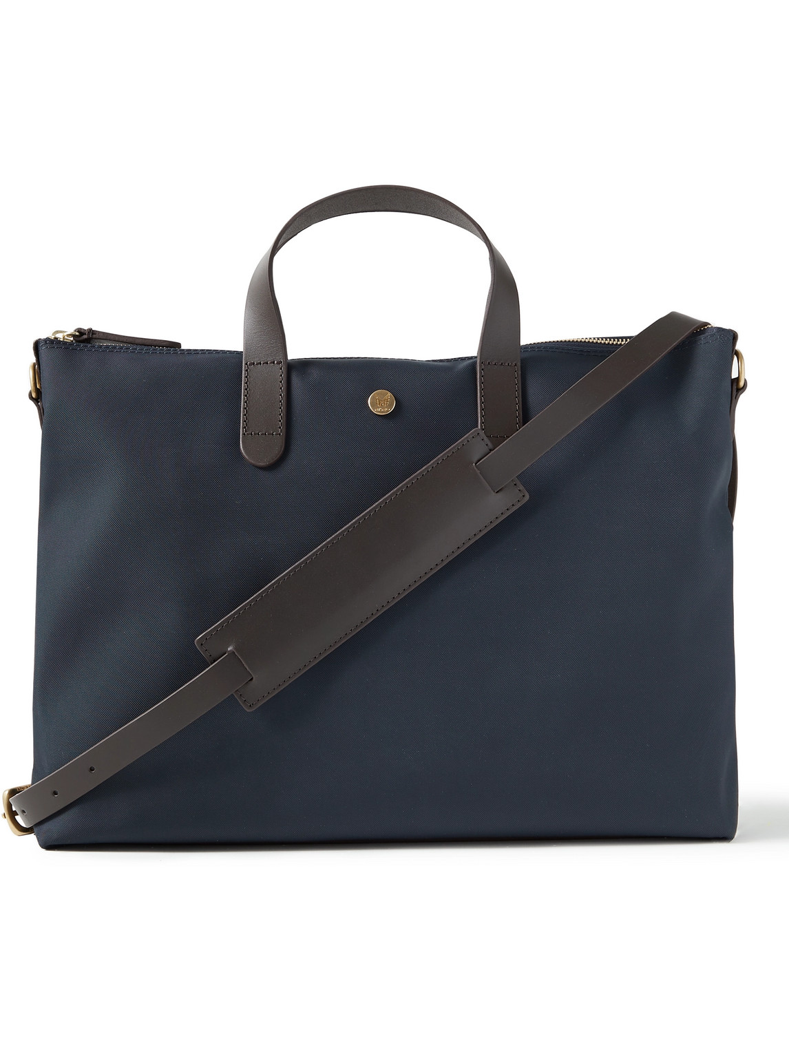 Mismo Brief Leather-trimmed Nylon Tote Bag In Blue