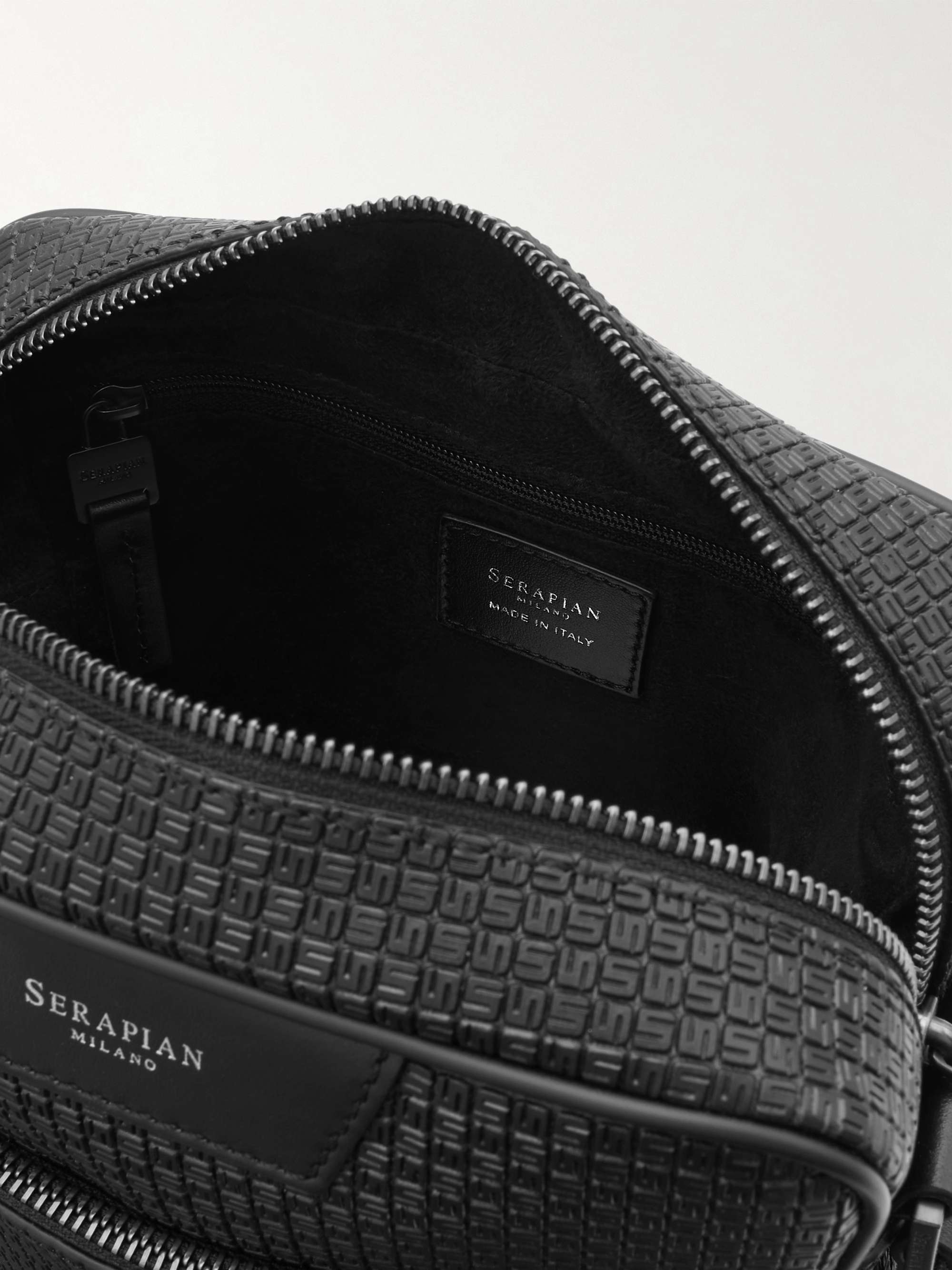 SERAPIAN Leather-Trimmed Stepan Coated-Canvas Messenger Bag