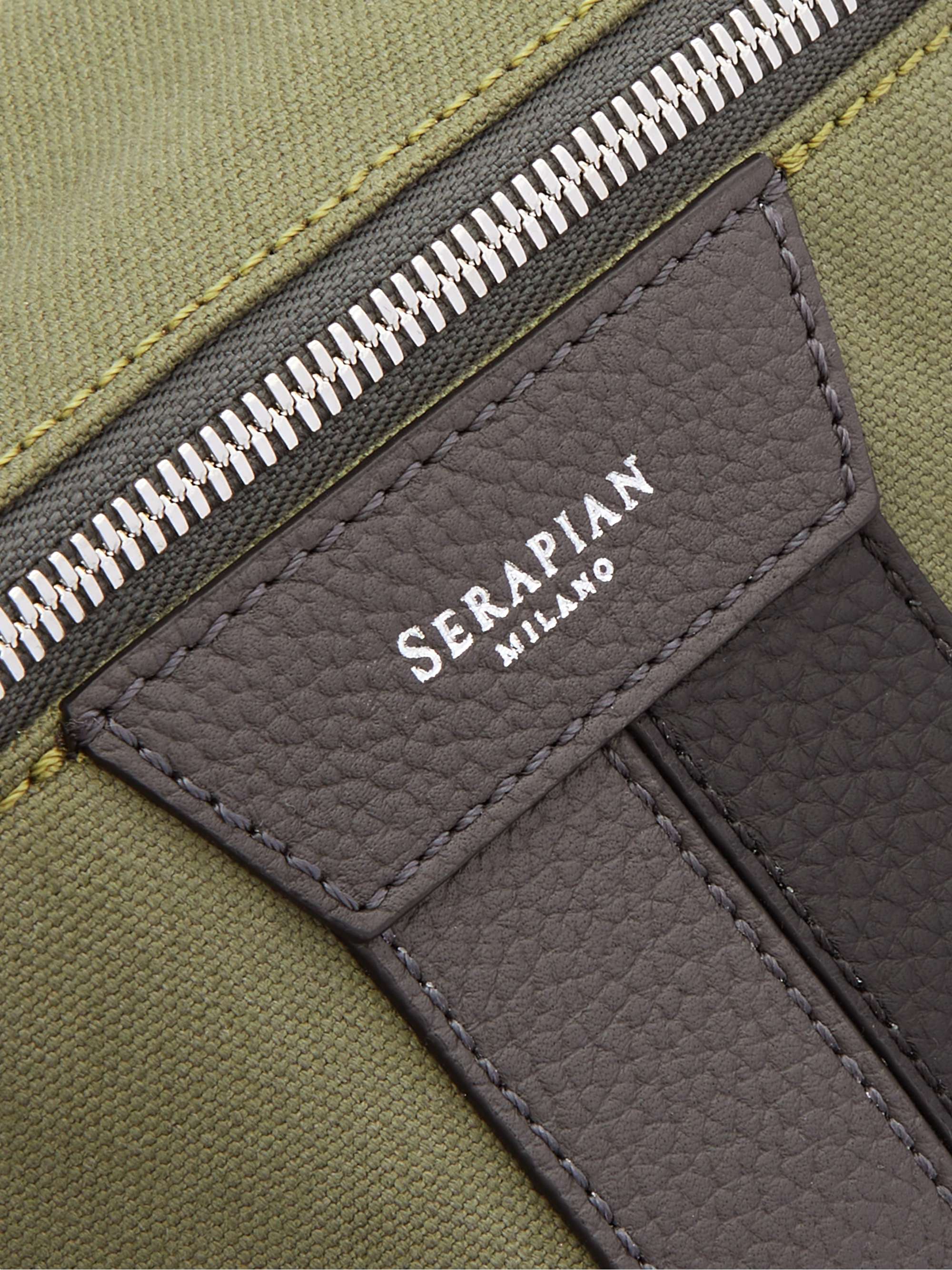 SERAPIAN Leather-Trimmed Canvas Belt Bag