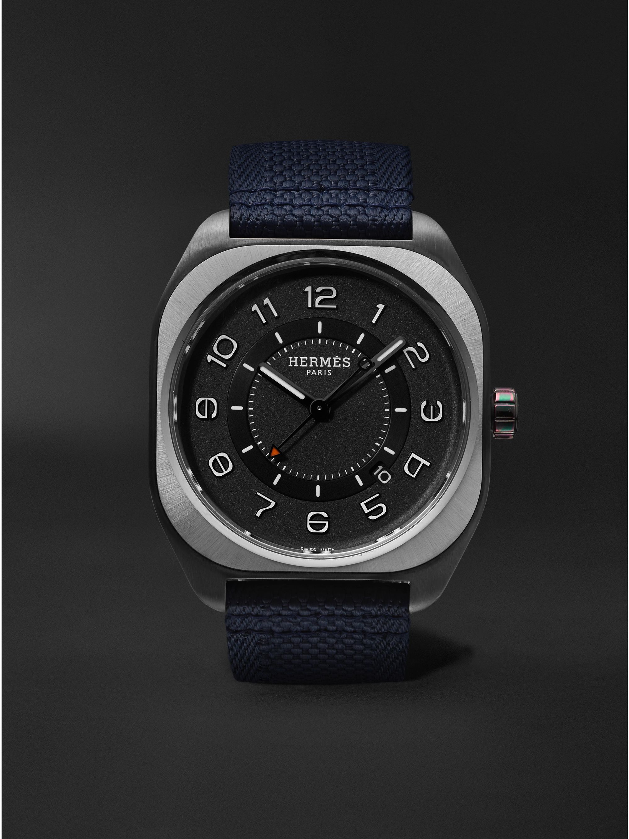 HERMÈS TIMEPIECES H08 Automatic 39mm Titanium and Canvas Watch, Ref. No. 049432WW00
