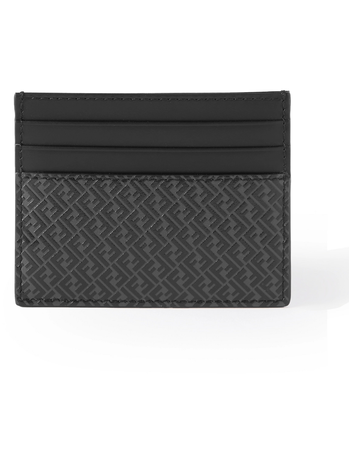Fendi Logo-embossed Leather Cardholder In Black