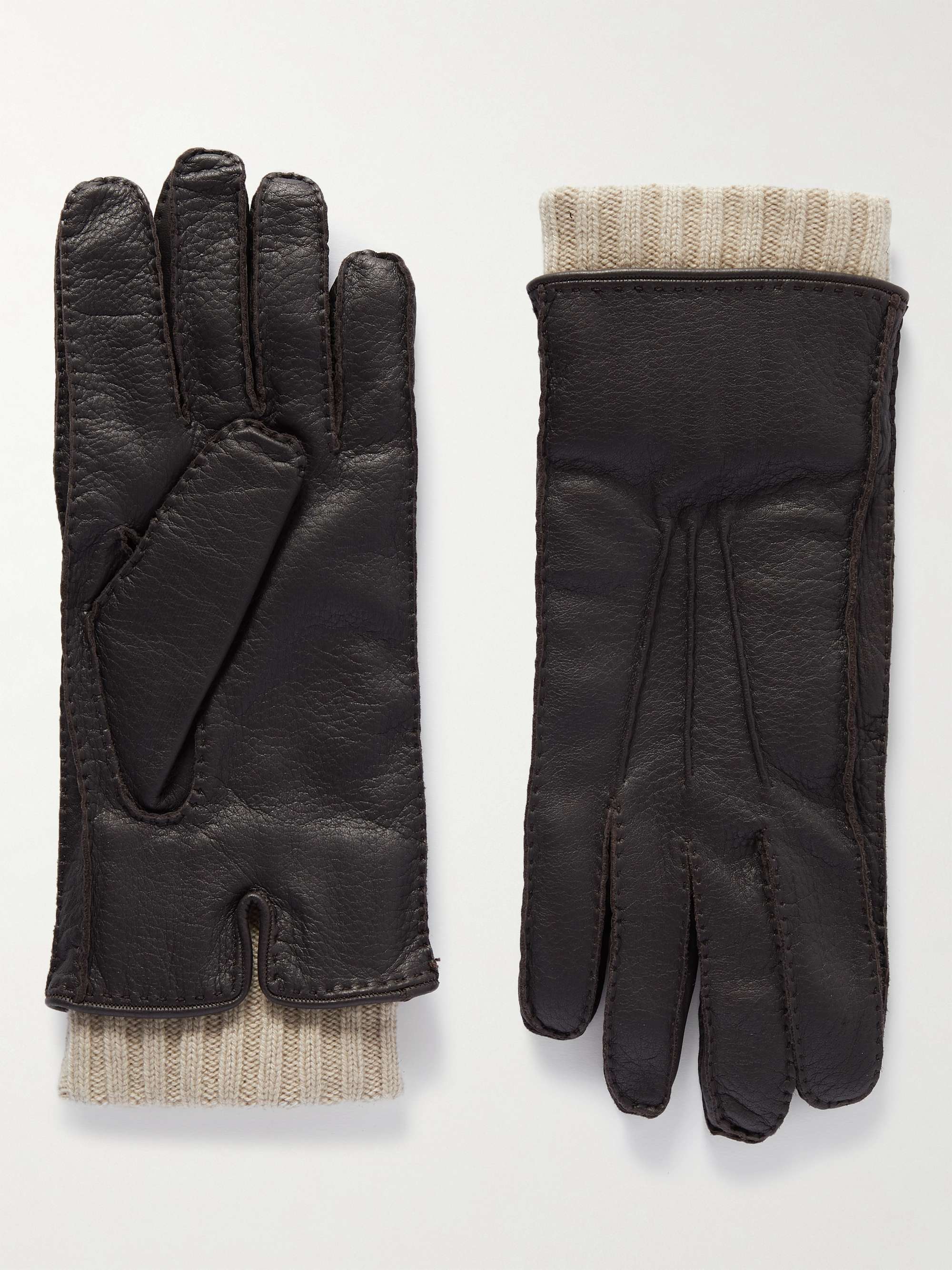 LORO PIANA Adler Cashmere-Lined Leather Gloves