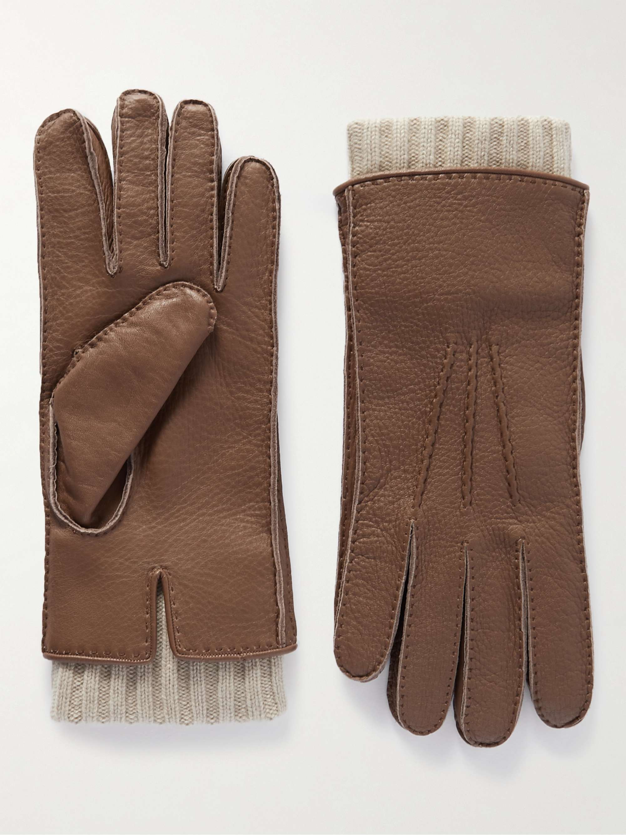 LORO PIANA Adler Cashmere-Lined Leather Gloves