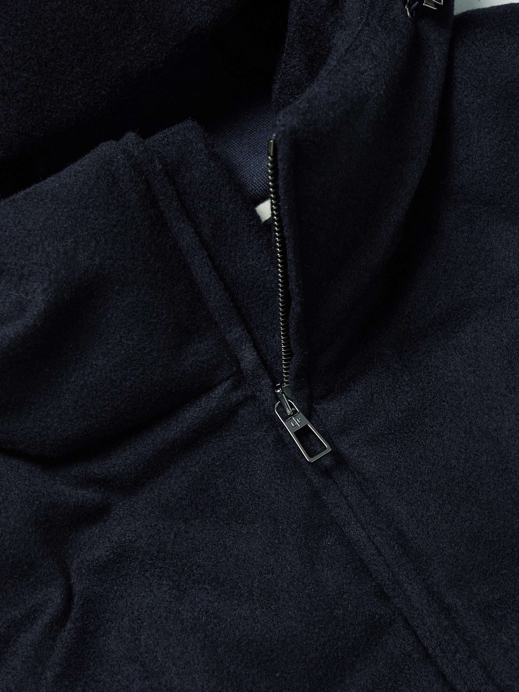 Navy Quilted Storm System Cashmere Hooded Down Jacket | LORO PIANA | MR ...