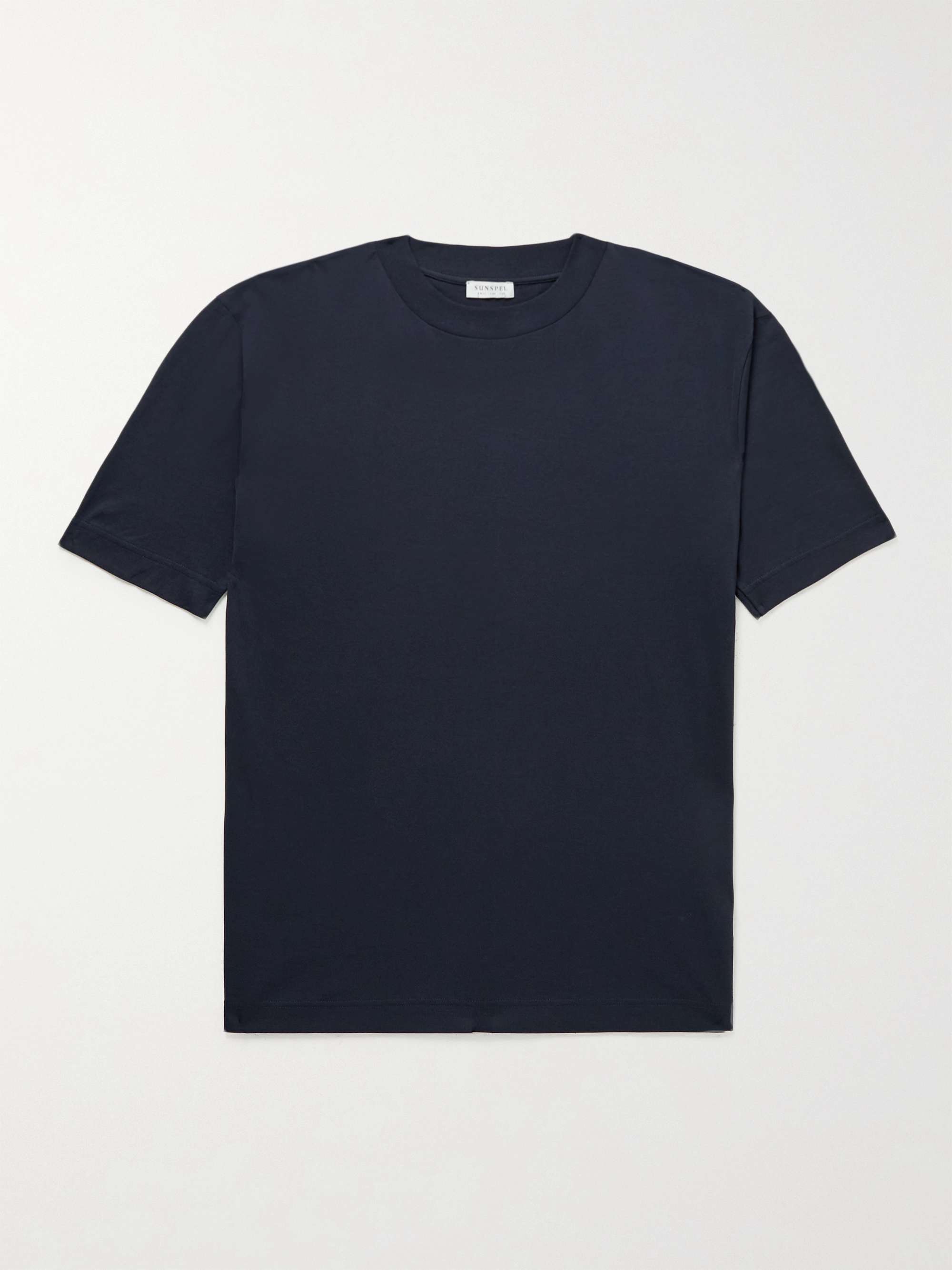 SUNSPEL Pima Cotton-Jersey Mock-Neck T-Shirt