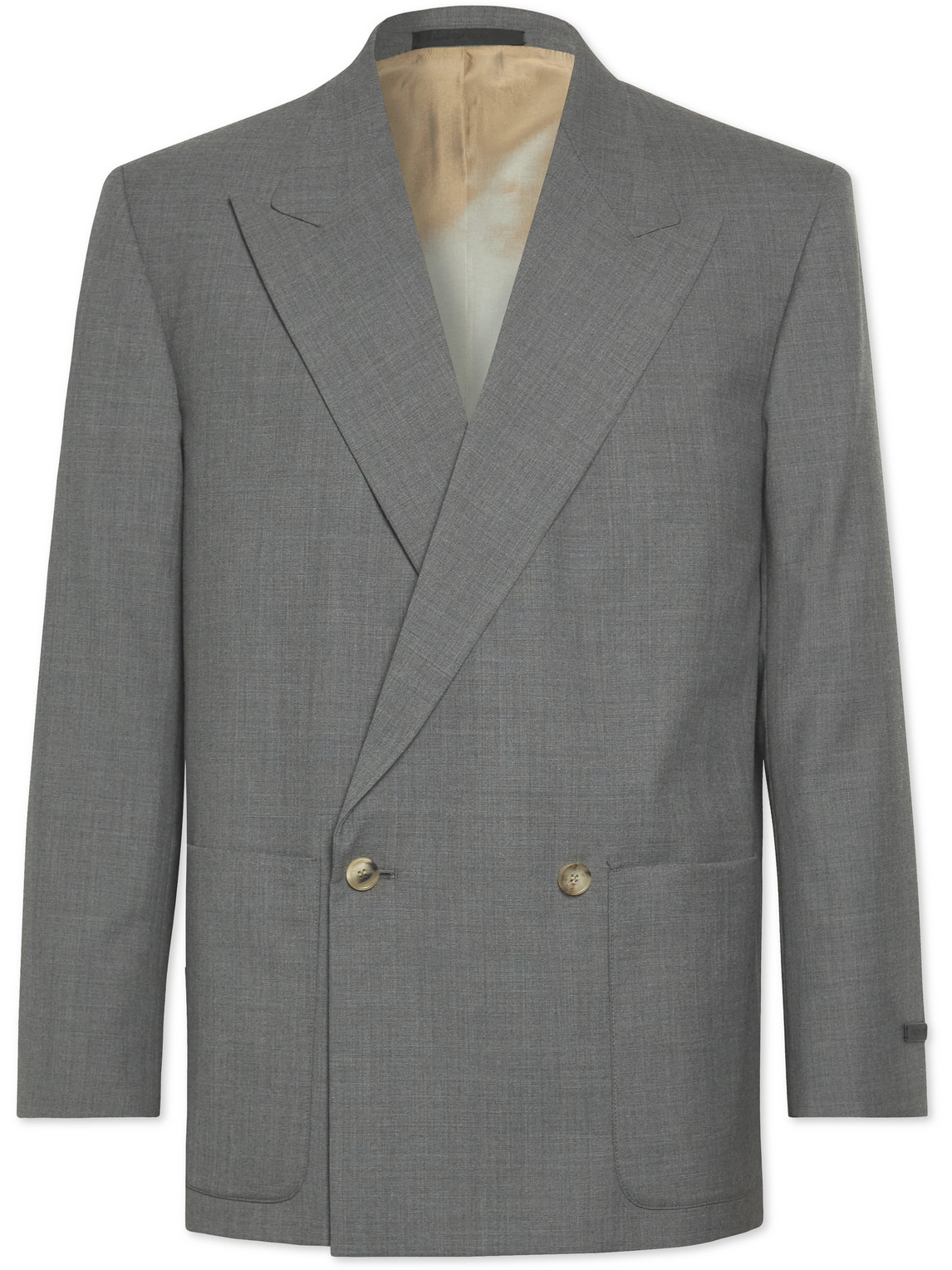 Double-Breasted Super 120s Wool Suit Jacket