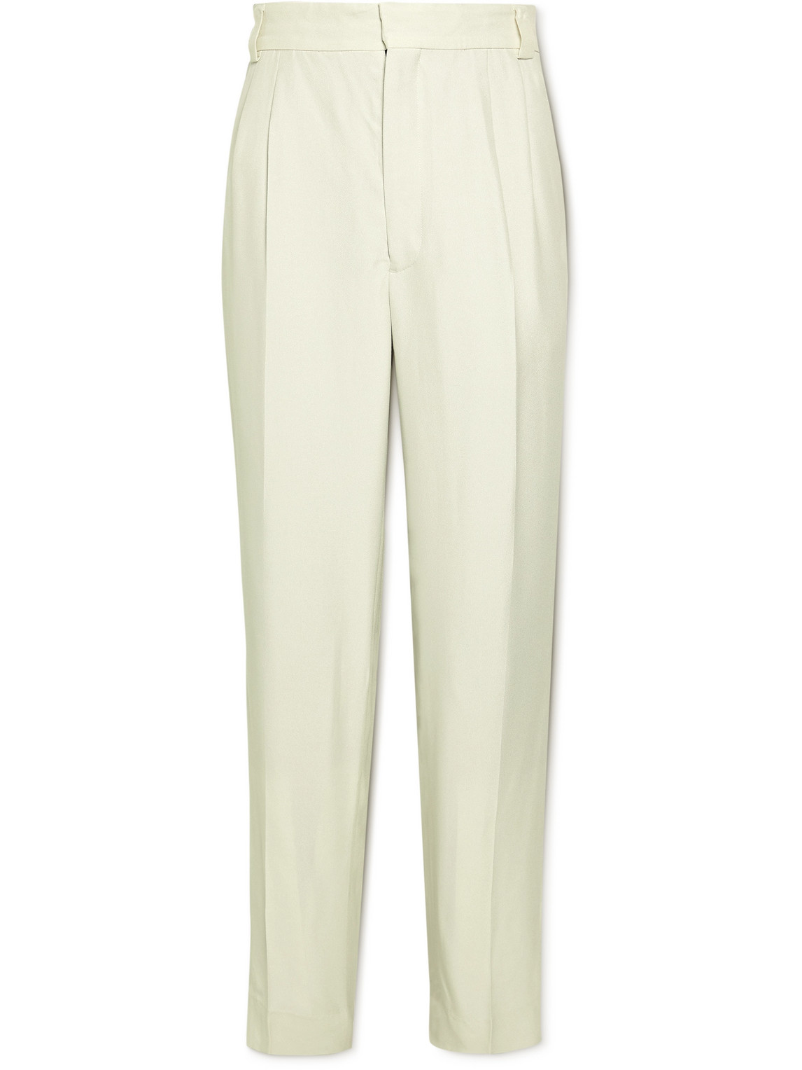 Tapered Pleated Crepe Trousers