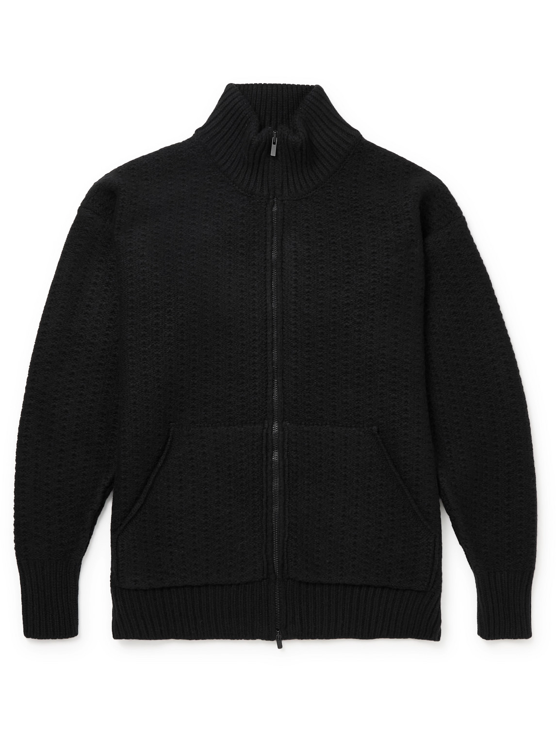 Textured-Wool Zip-Up Sweater