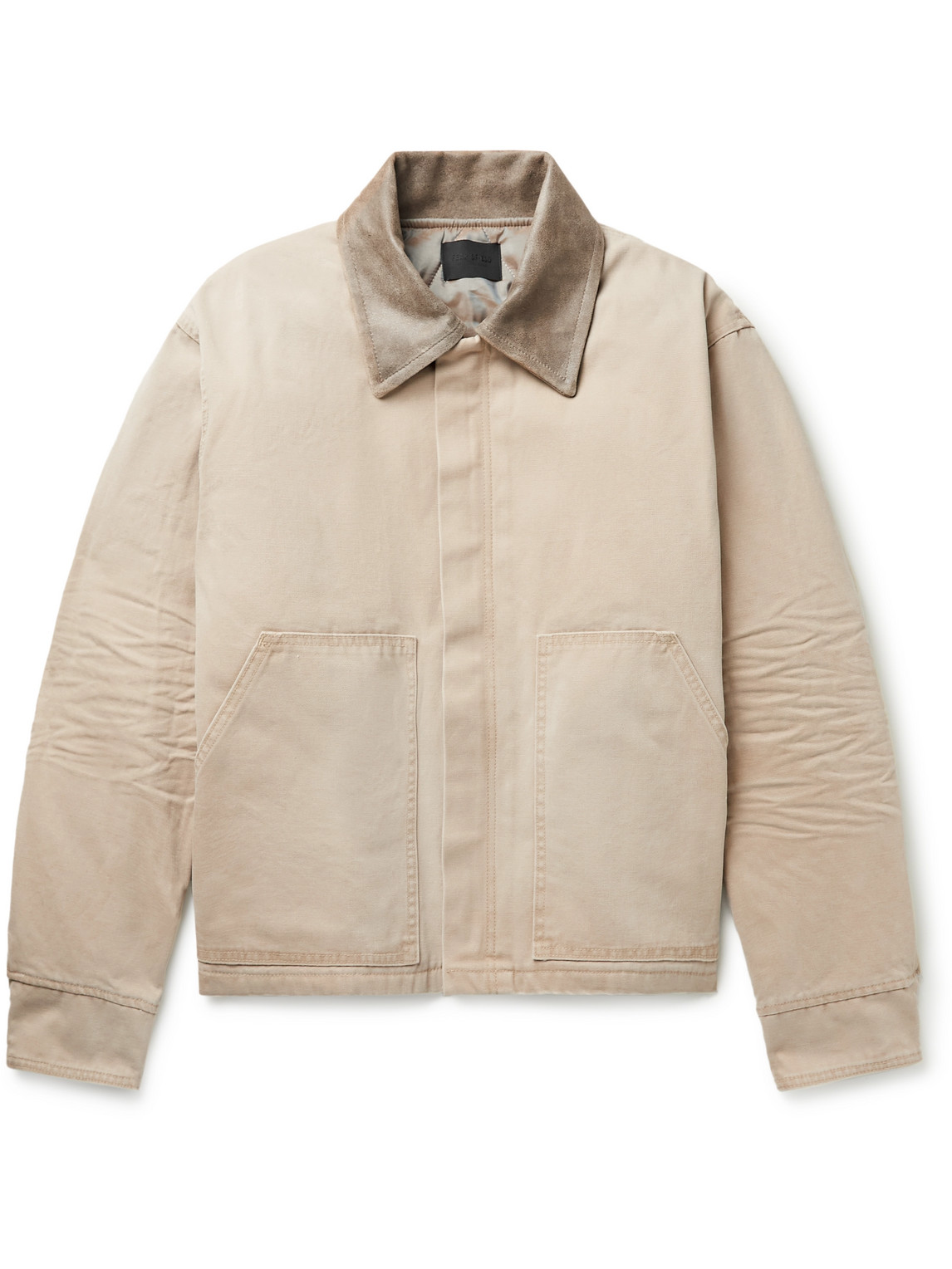 Suede-Trimmed Stone-Washed Cotton-Canvas Jacket