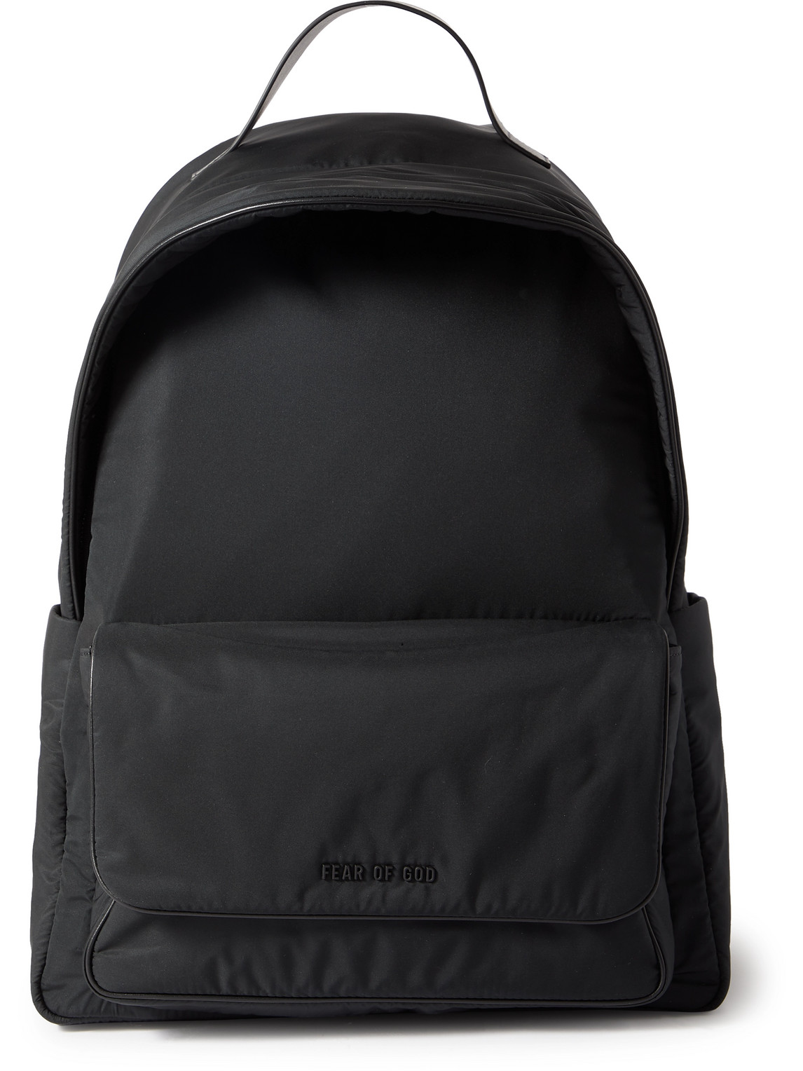 Logo-Appliquéd Leather-Trimmed Shell Backpack