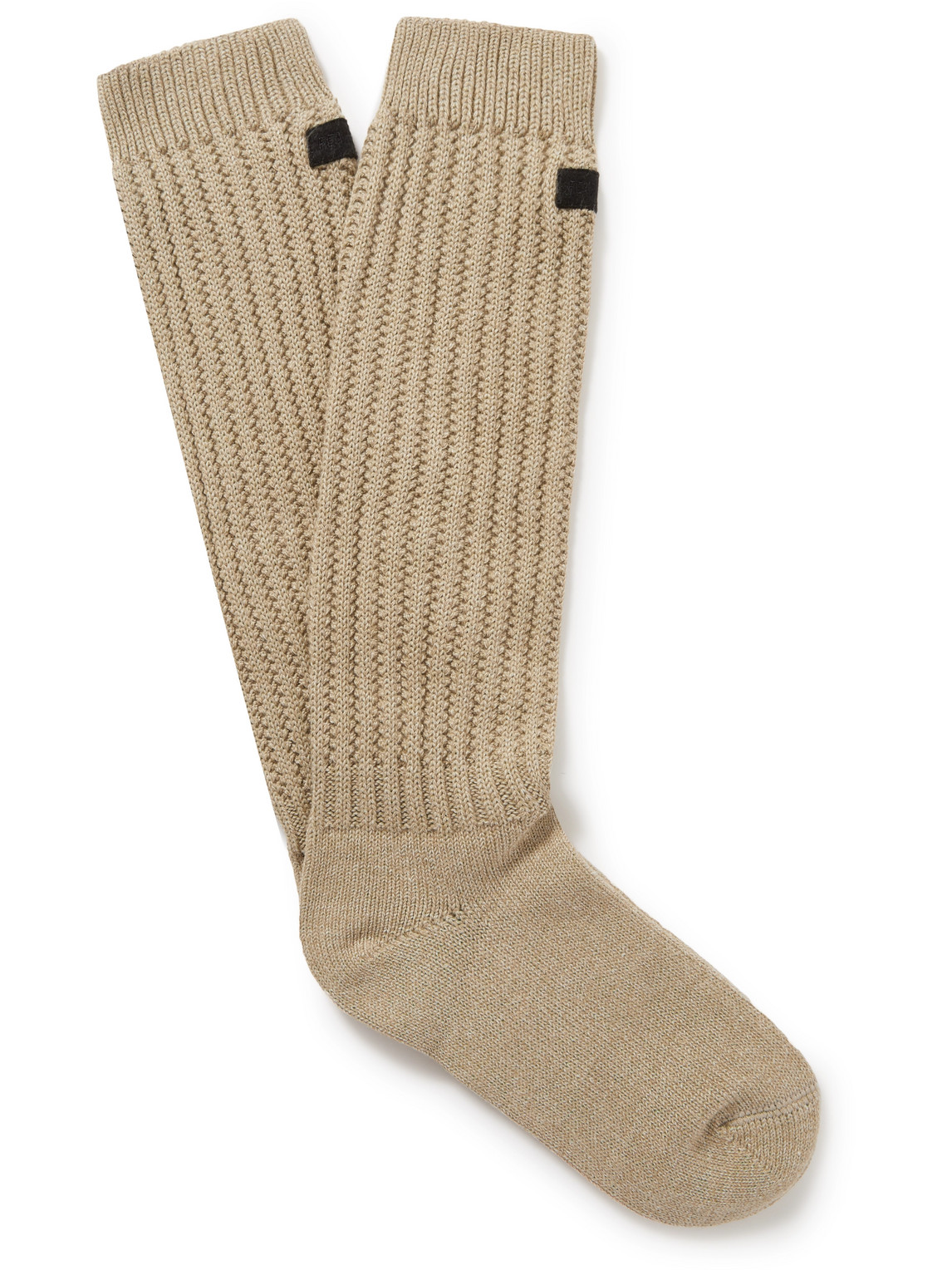 Logo-Appliquéd Ribbed Cotton-Blend Socks