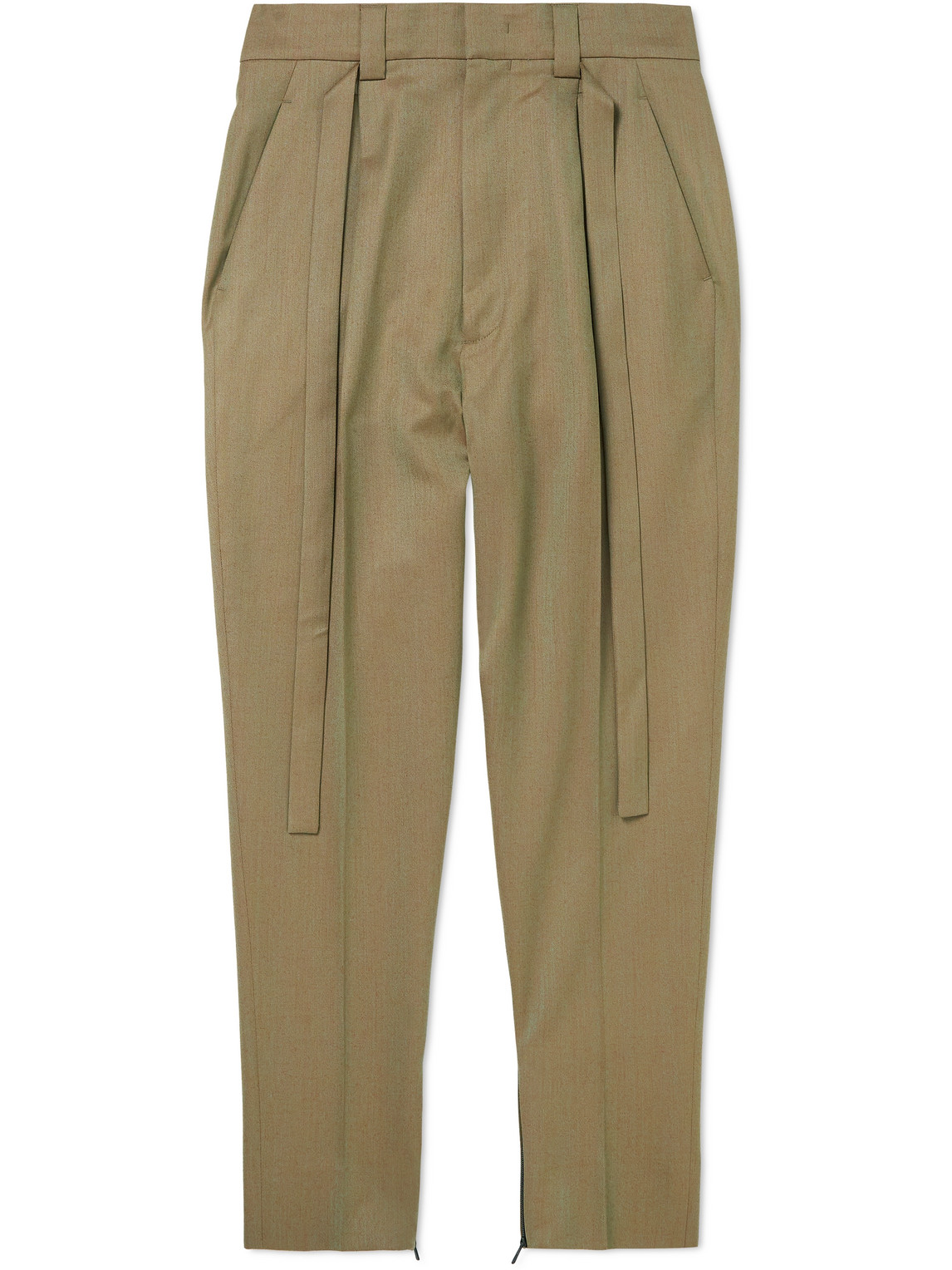 Slim-Fit Tapered Belted Pleated Wool-Twill Suit Trousers