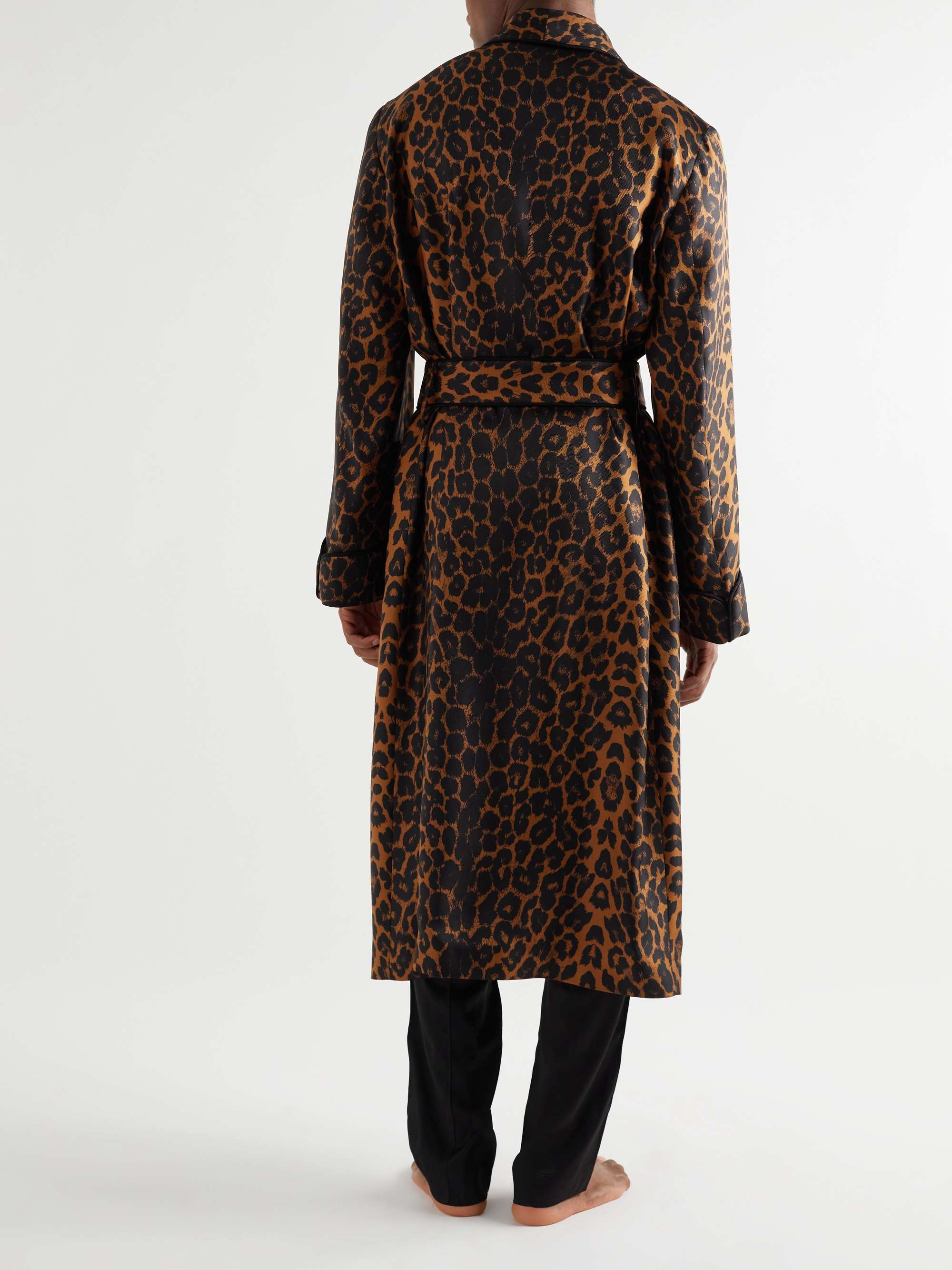 TOM FORD Tasselled Piped Leopard-Print Silk-Twill Robe