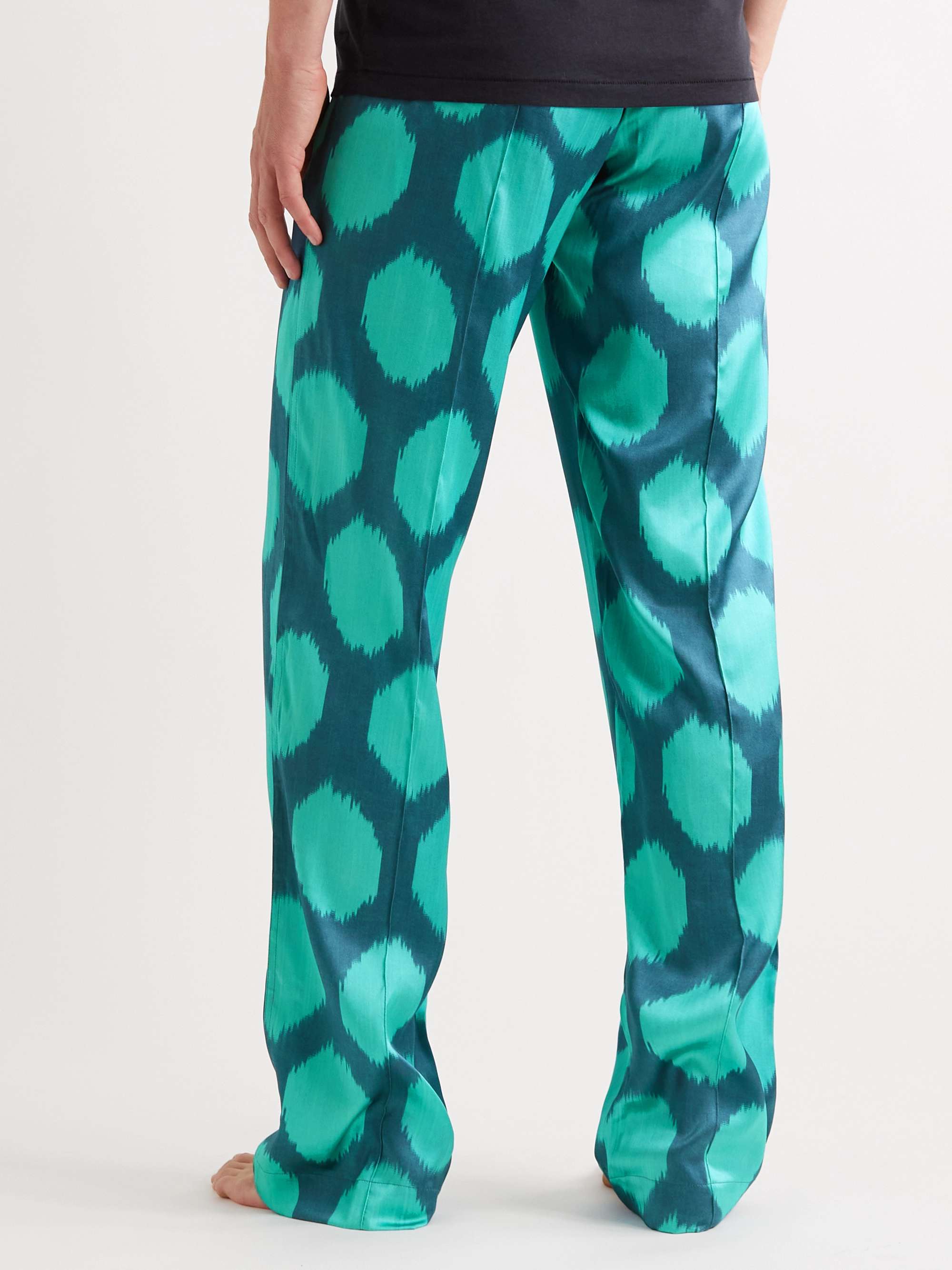 TOM FORD Velvet-Trimmed Printed Silk-Satin Pyjama Trousers