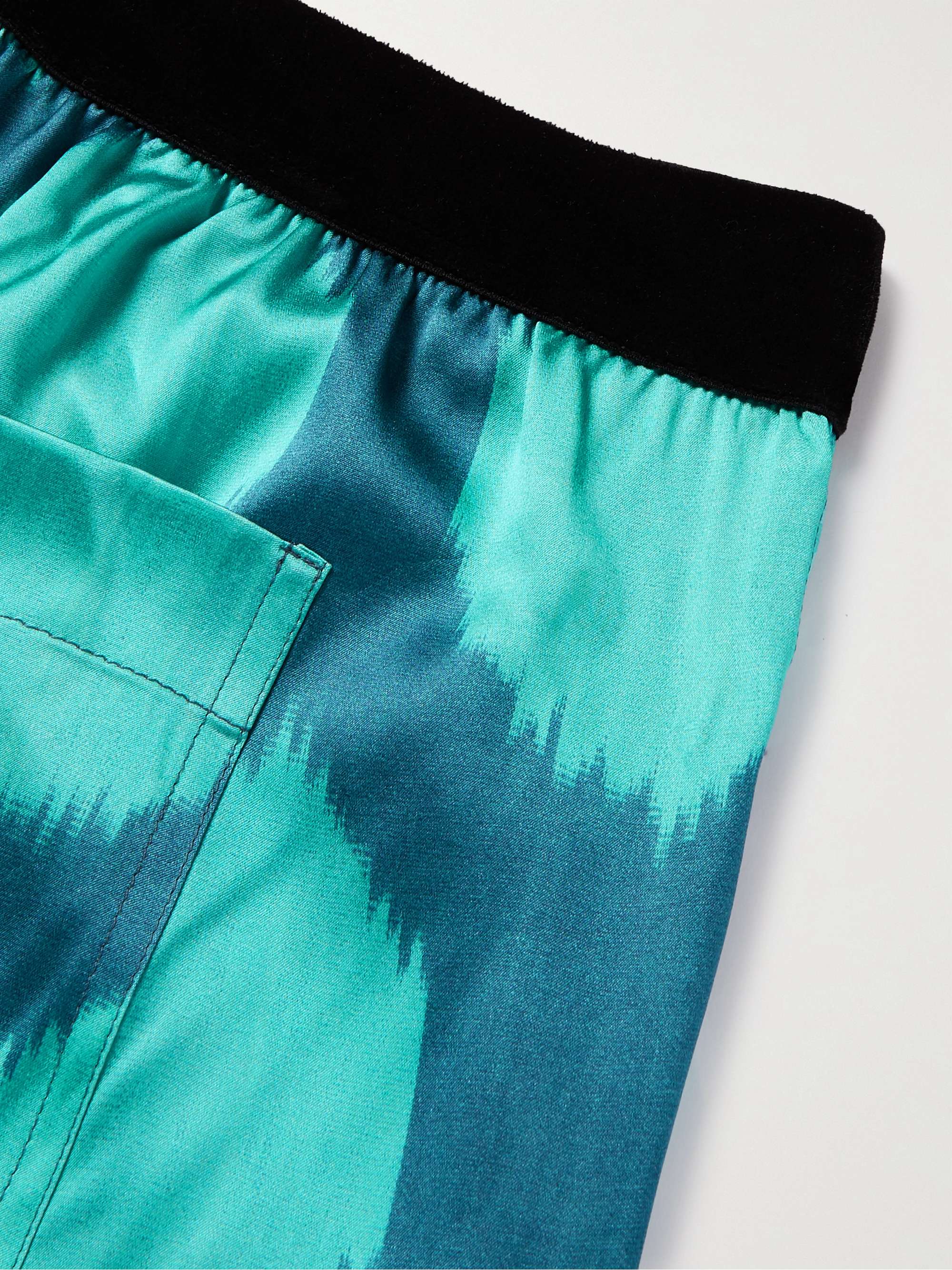 TOM FORD Velvet-Trimmed Printed Silk-Satin Pyjama Trousers