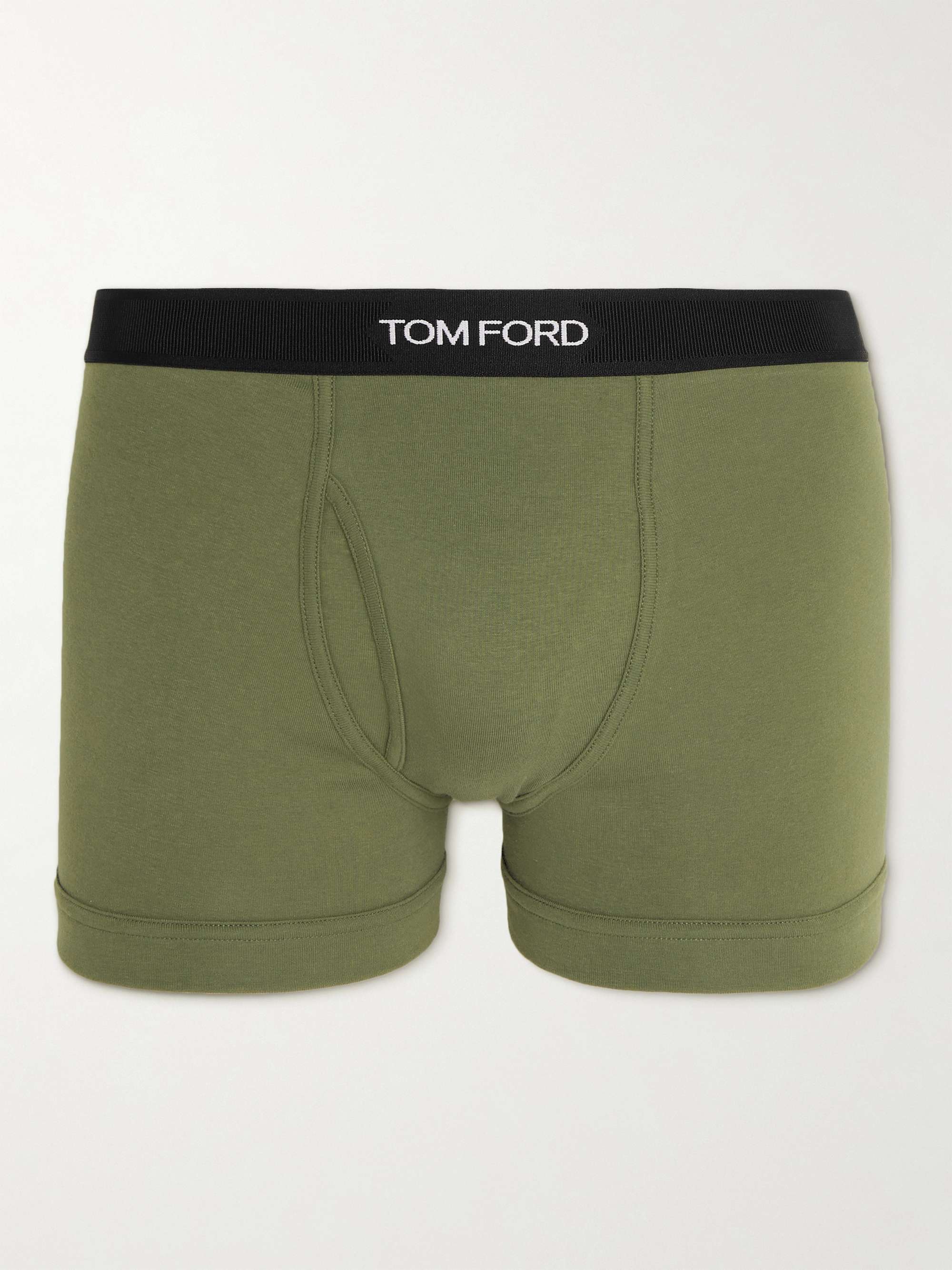 Tom Ford Stretch-cotton Jersey Briefs in Green for Men Mens Clothing Underwear Boxers briefs 