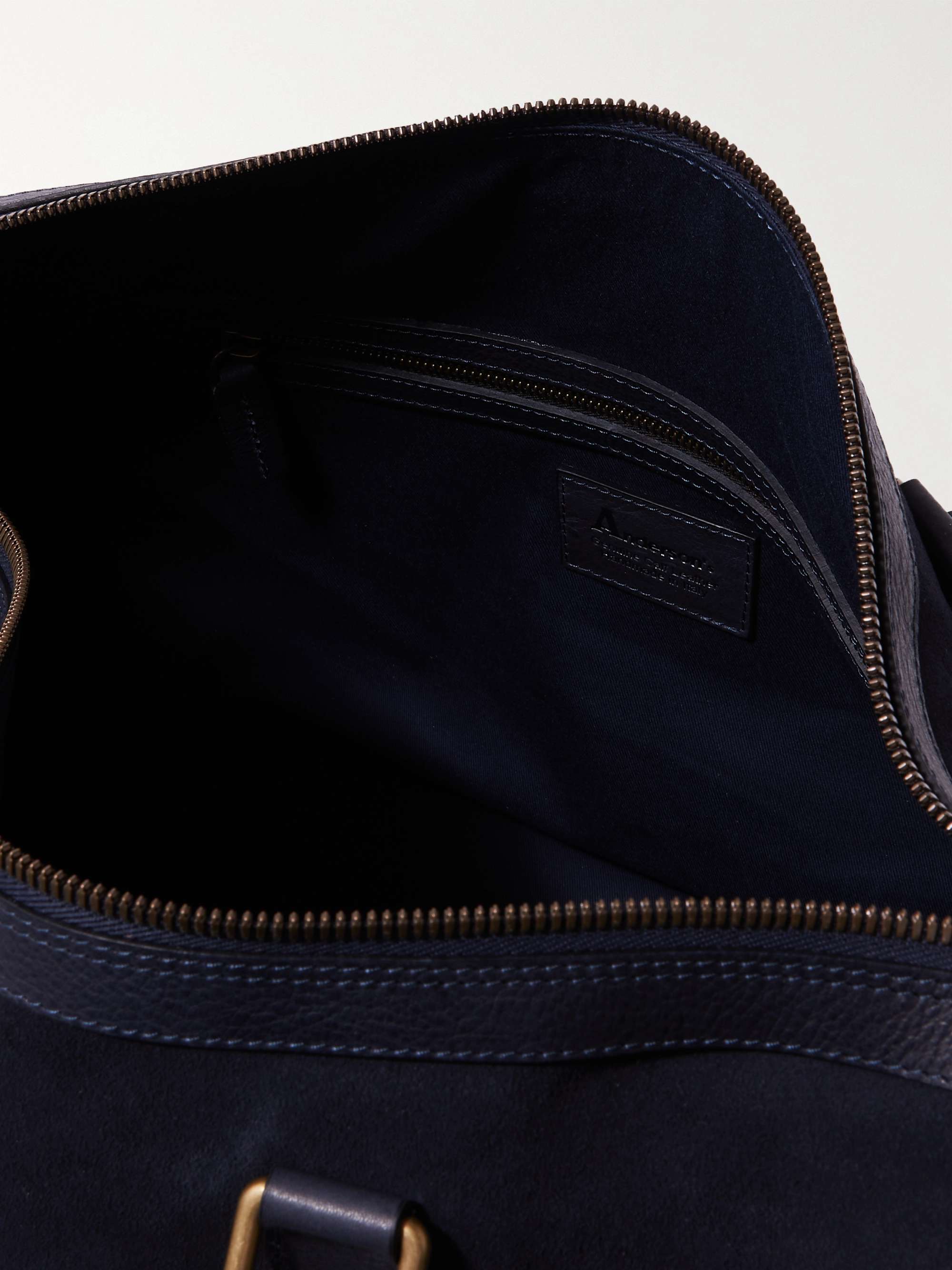 ANDERSON'S Leather-Trimmed Suede Duffle Bag
