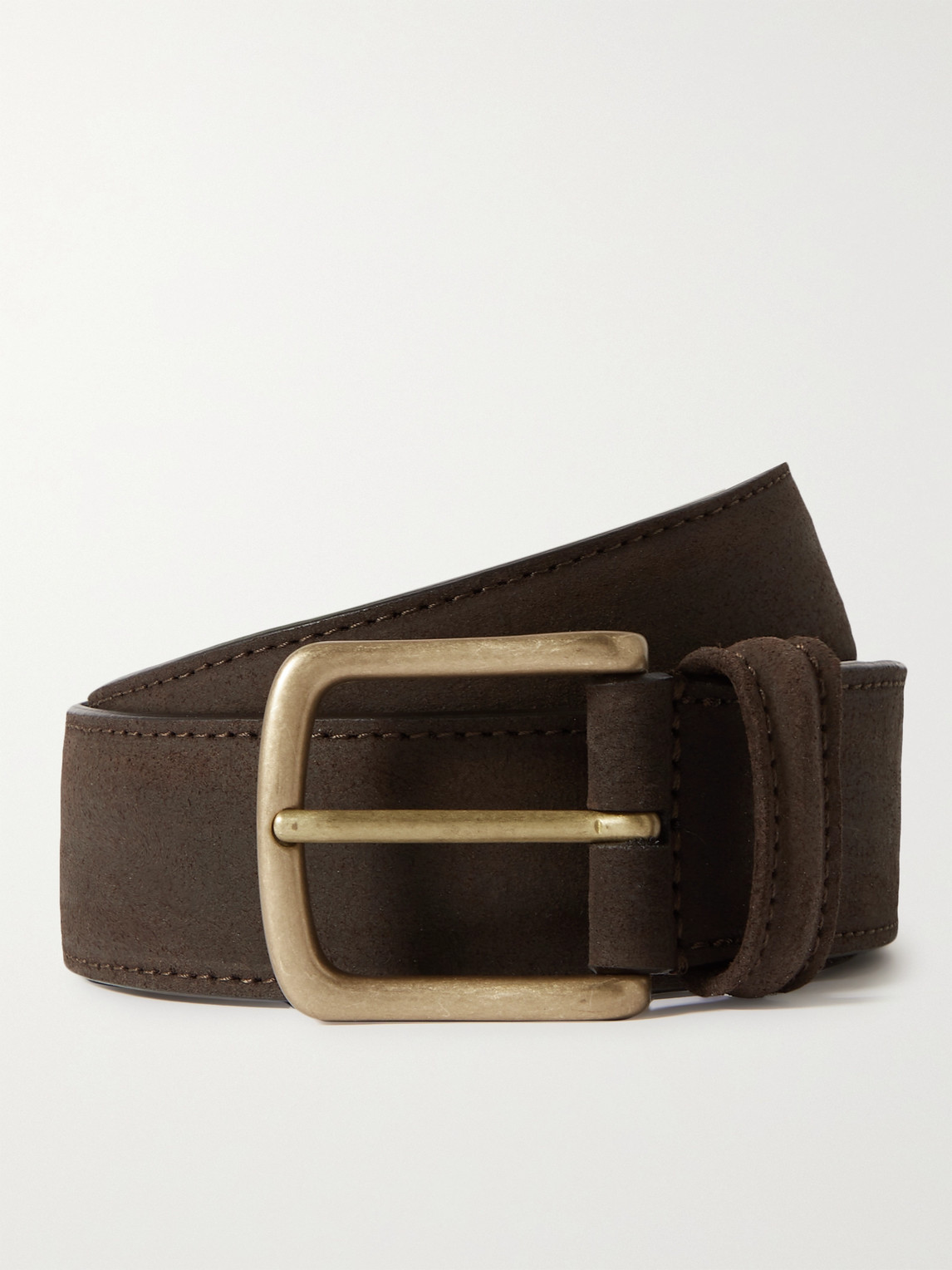 Anderson's 3.5cm Waxed-suede Belt In Brown