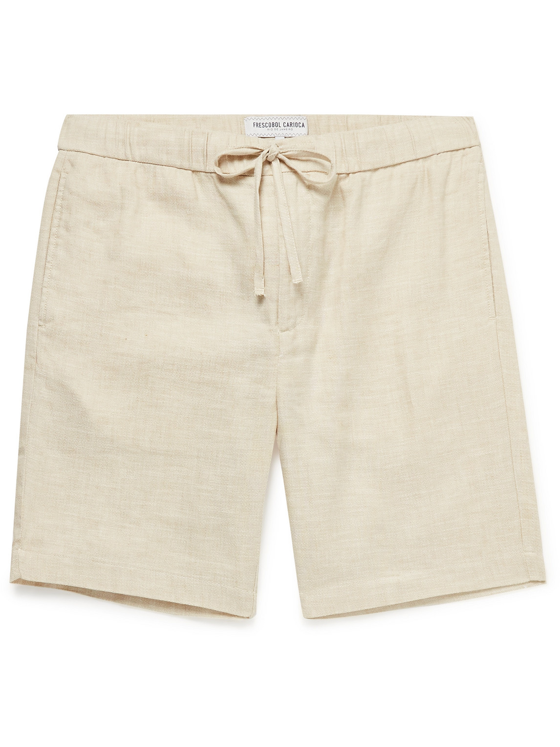 Frescobol Carioca Felipe Linen And Cotton-blend Drawstring Shorts In Neutrals