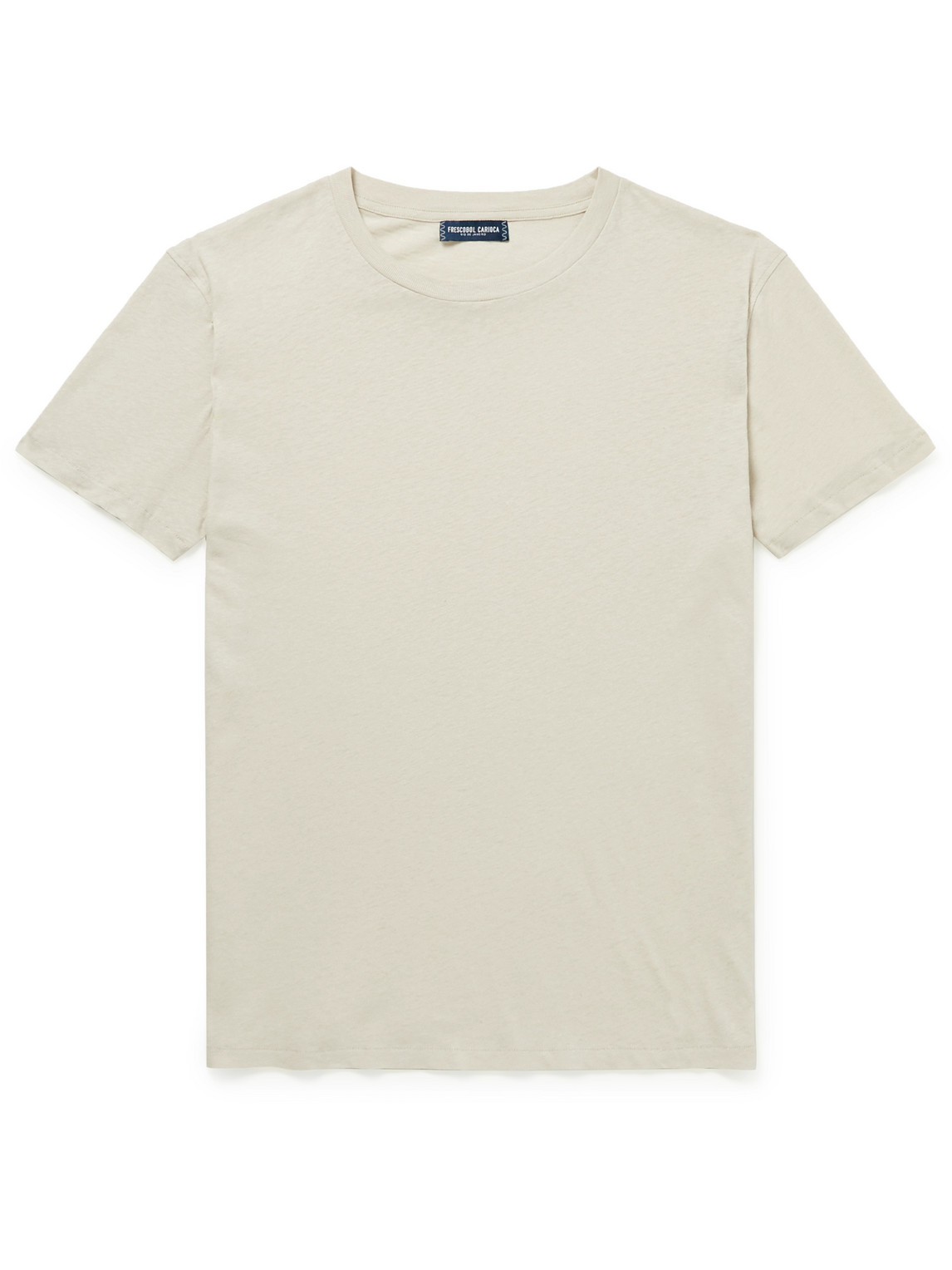 Frescobol Carioca Lucio Slim-fit Cotton And Linen-blend T-shirt In Neutrals