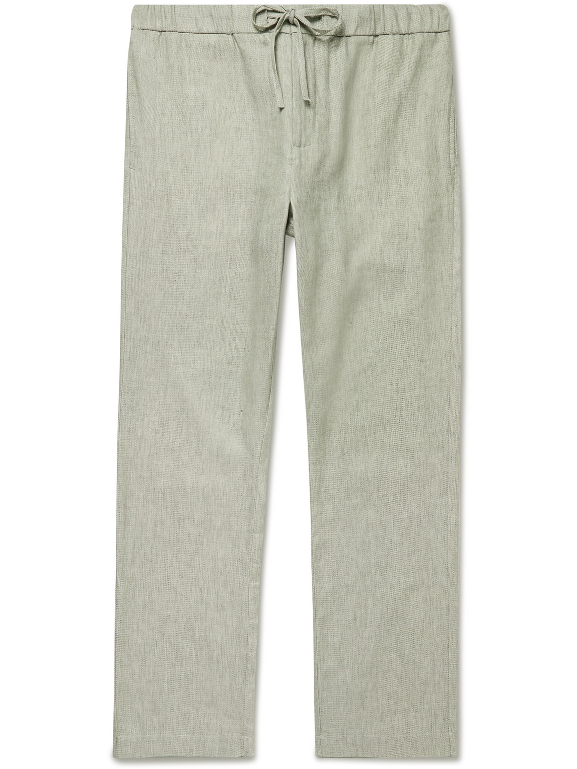 Frescobol Carioca Oscar Slim-fit Tapered Linen And Cotton-blend Drawstring Trousers In Green