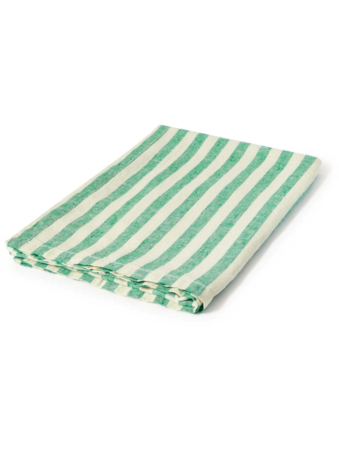 Frescobol Carioca Medium Striped Linen Towel In Green