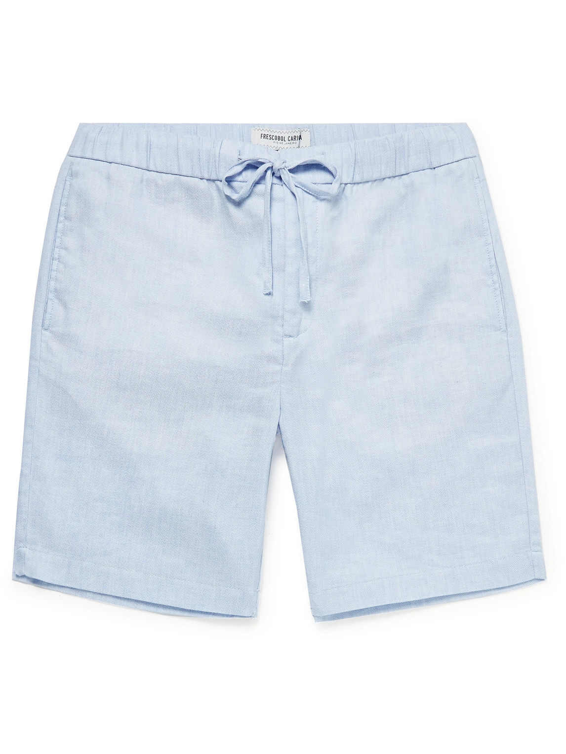 Frescobol Carioca Felipe Linen And Cotton-blend Drawstring Shorts In Blue