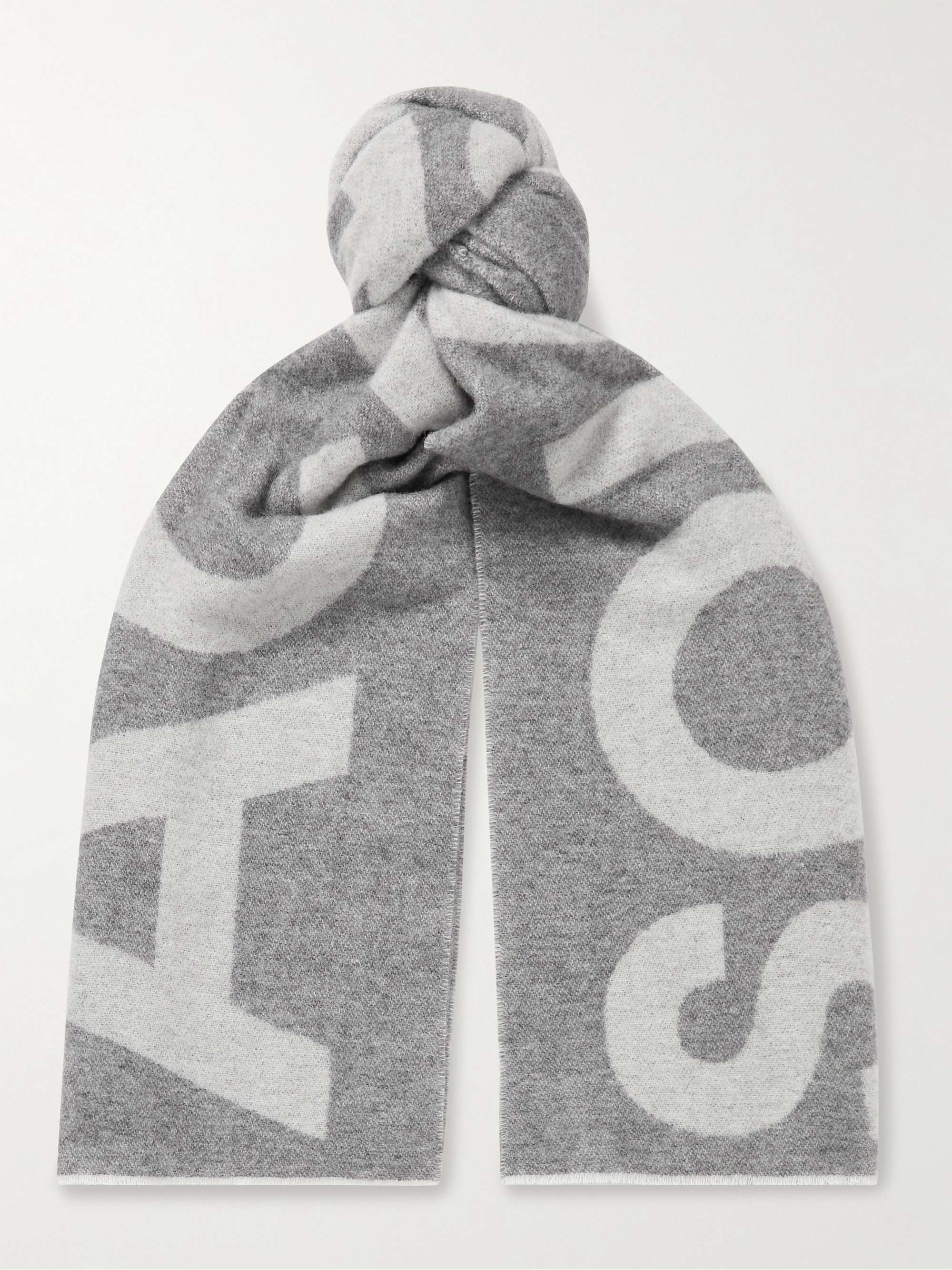 아크네 스튜디오 머플러 Acne Studios Reversible Two-Tone Intarsia Wool-Blend Scarf,Gray
