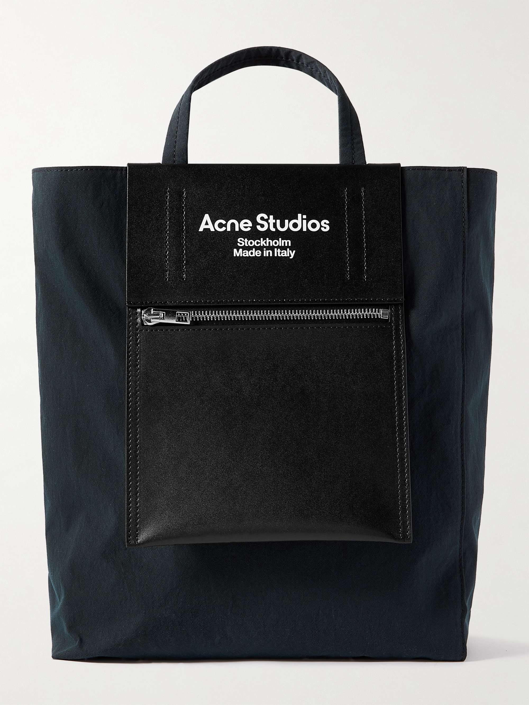 Black Baker Out Mini Logo-Print Leather and Nylon Tote Bag | ACNE 