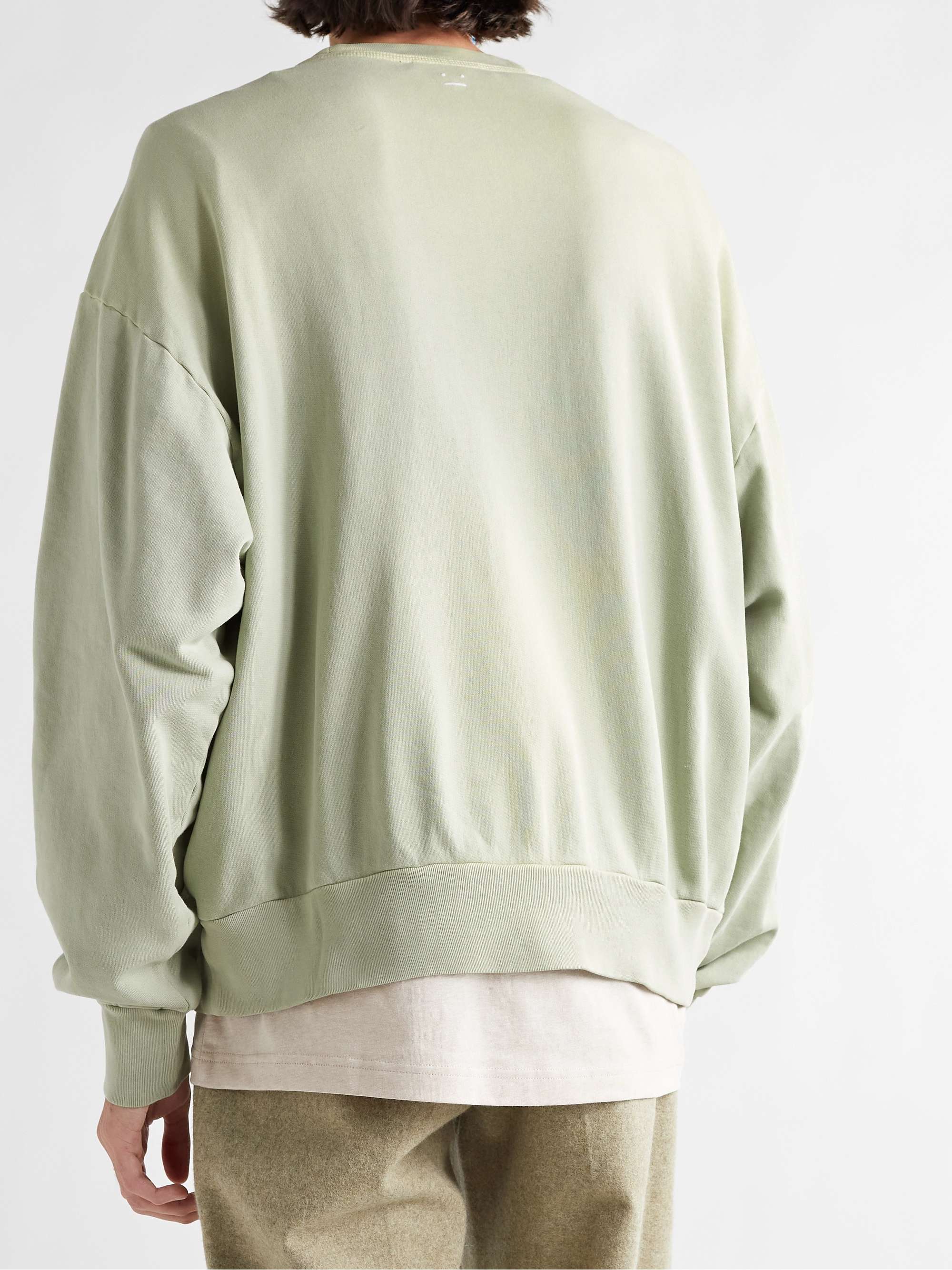 Gray green Fiah Logo-Appliquéd Cotton-Jersey Sweatshirt | ACNE 