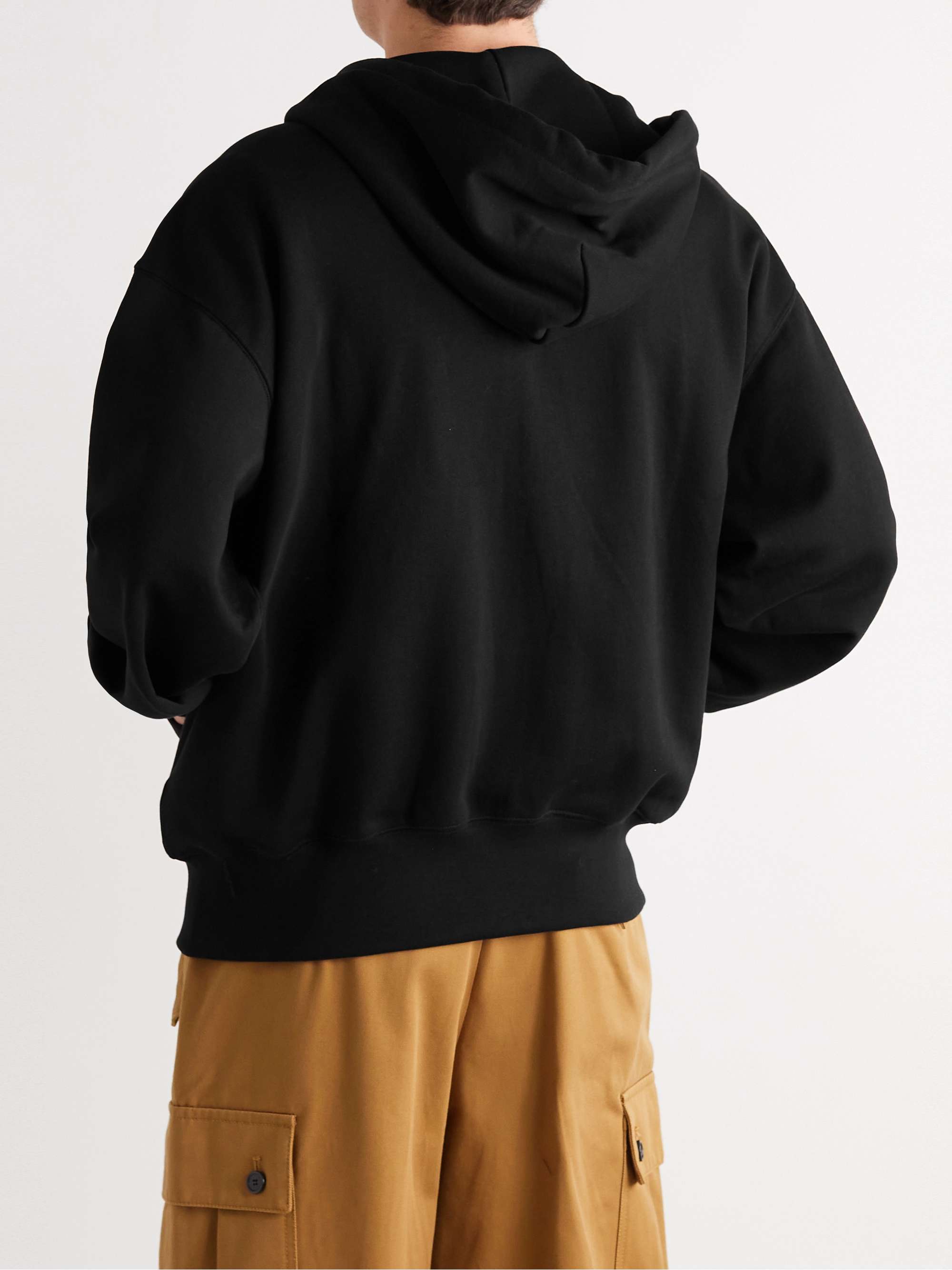 Black Logo-Appliquéd Cotton-Jersey Zip-Up Hoodie | ACNE STUDIOS 