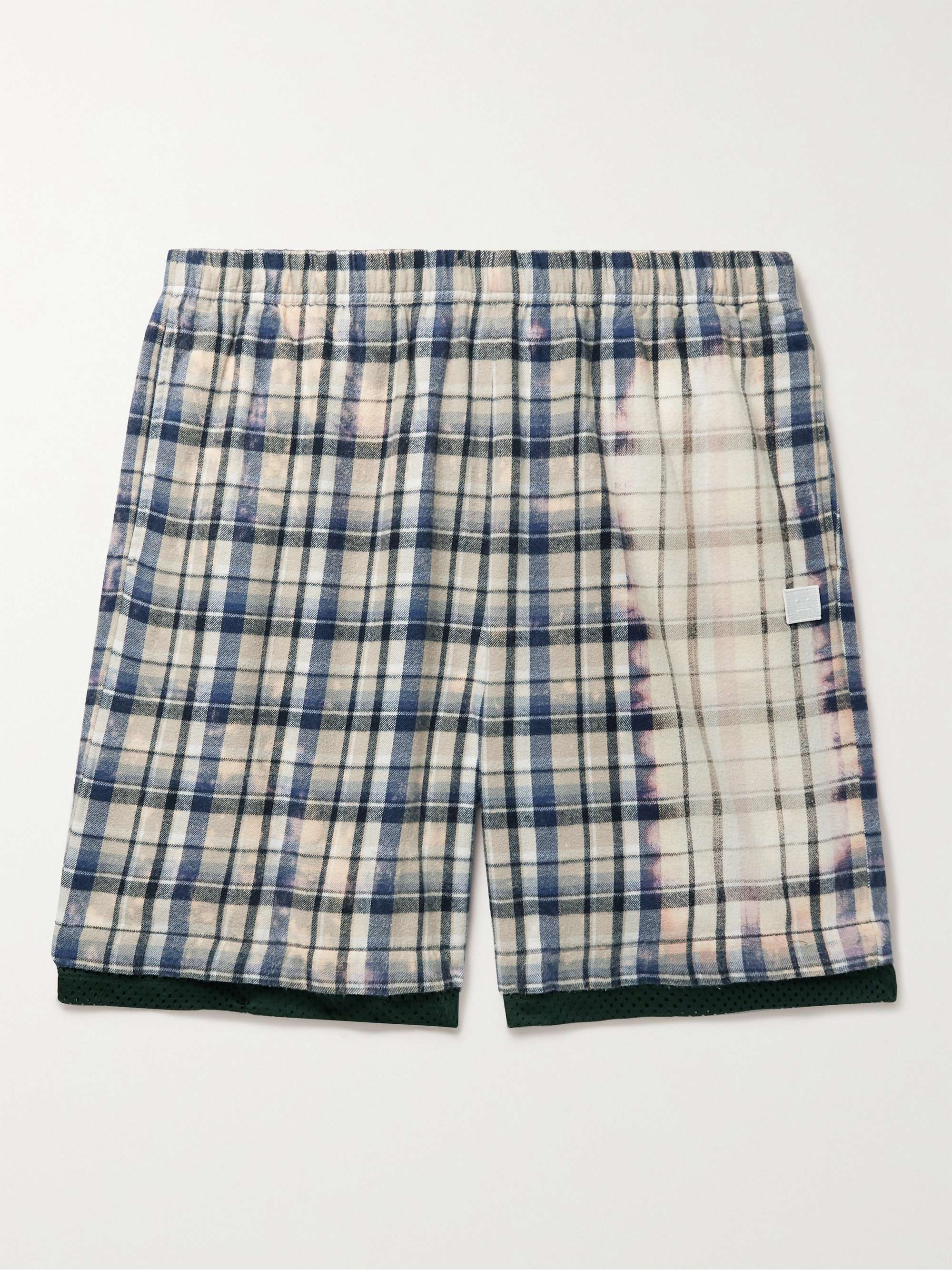 ACNE STUDIOS Logo-Appliquéd Bleached Checked Cotton-Flannel Shorts