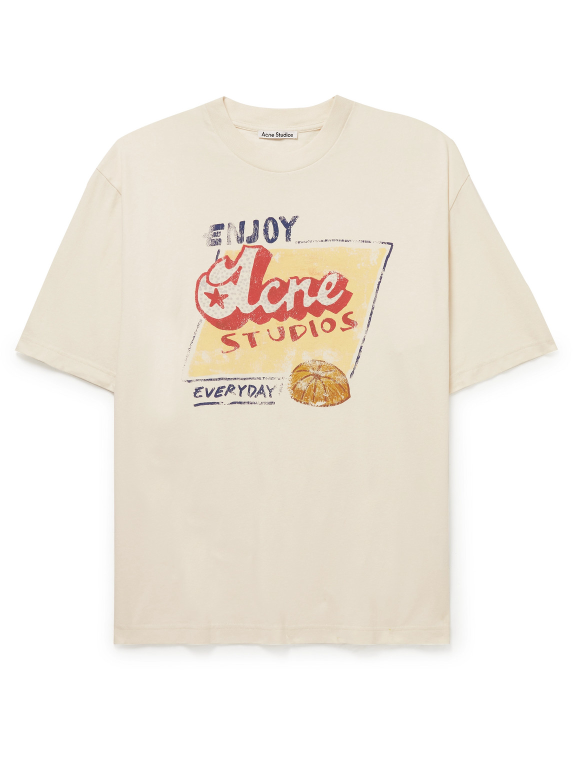 Acne Studios Grant Levy Oversized Logo-print Cotton-jersey T-shirt In Neutrals